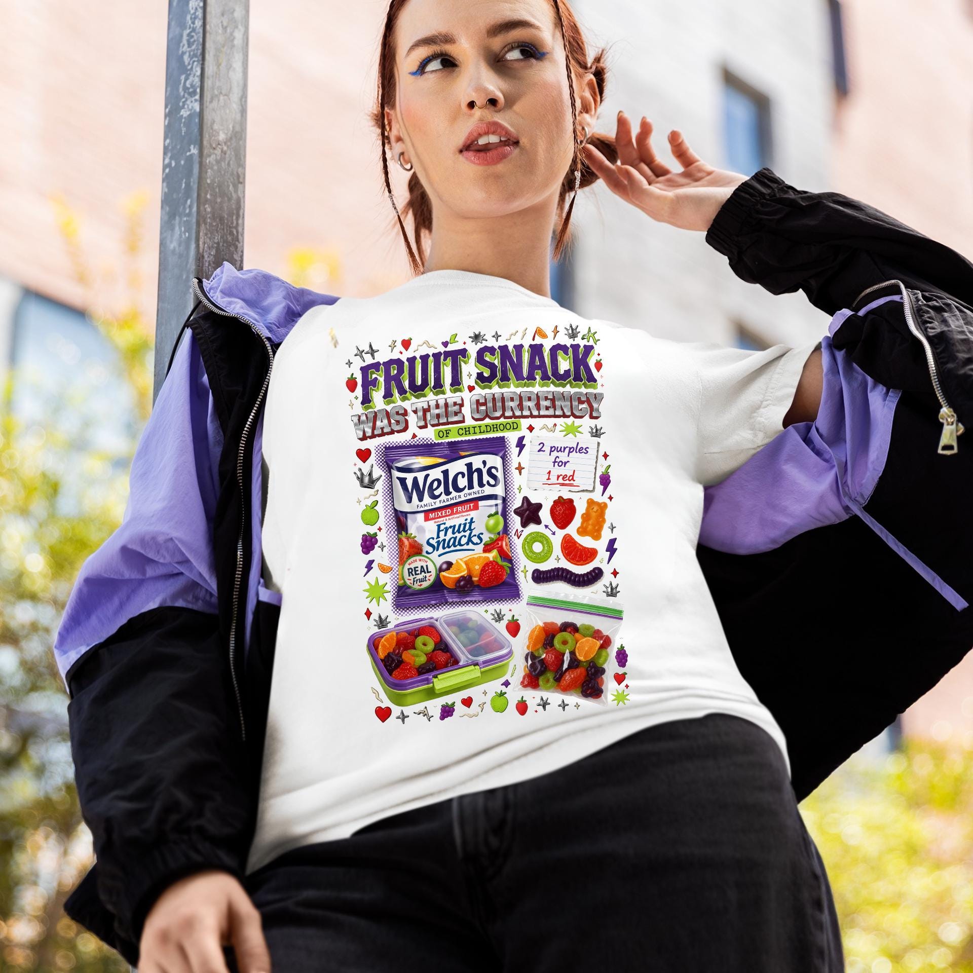 Fruit Snack Was The Currency T-Shirt | Retro Graphic Tee | Vintage Nostalgia Gift