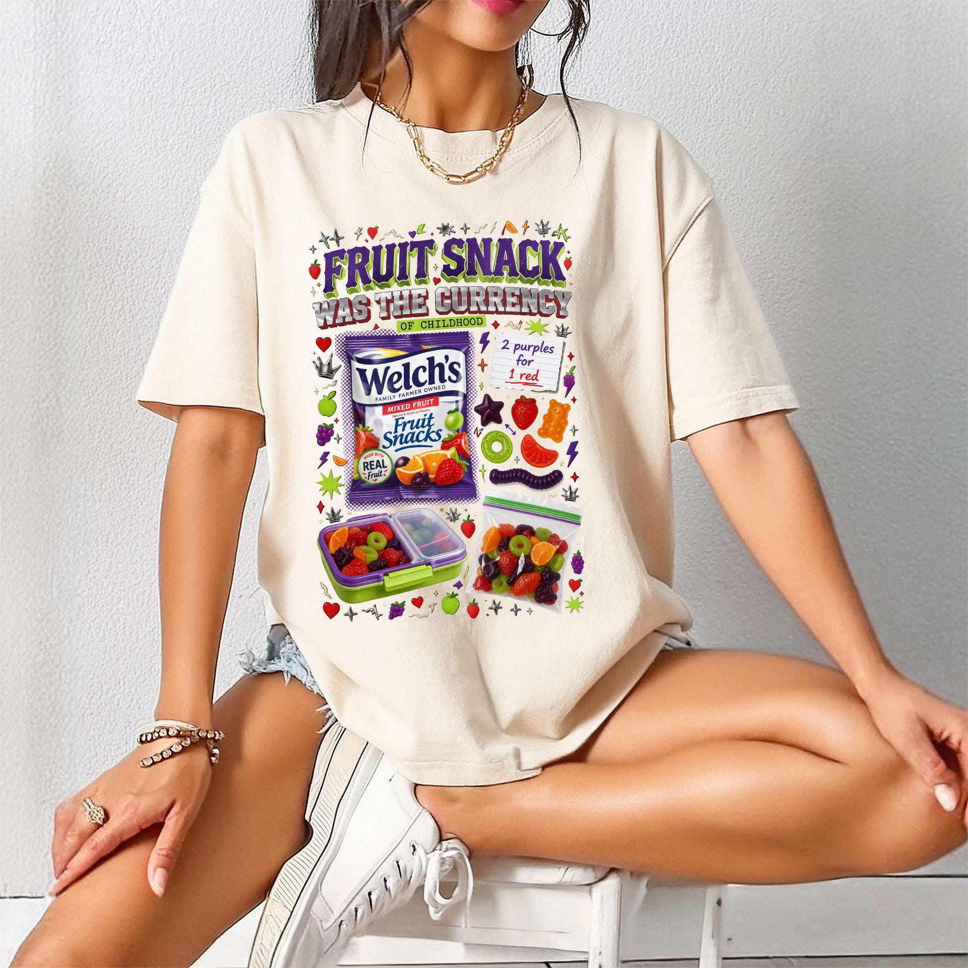 Fruit Snack Was The Currency T-Shirt | Retro Graphic Tee | Vintage Nostalgia Gift