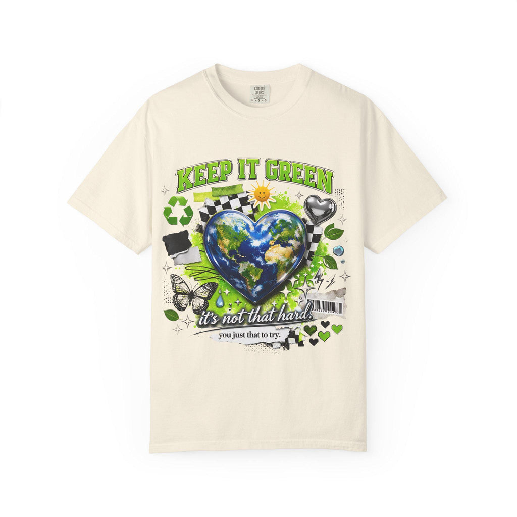 Keep It Green Earth Heart T-Shirt: Eco-Friendly Planet Lover Graphic Tee