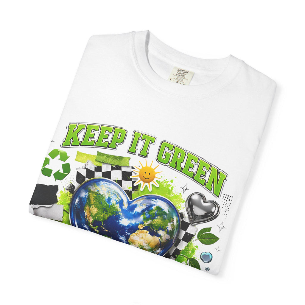 Keep It Green Earth Heart T-Shirt: Eco-Friendly Planet Lover Graphic Tee