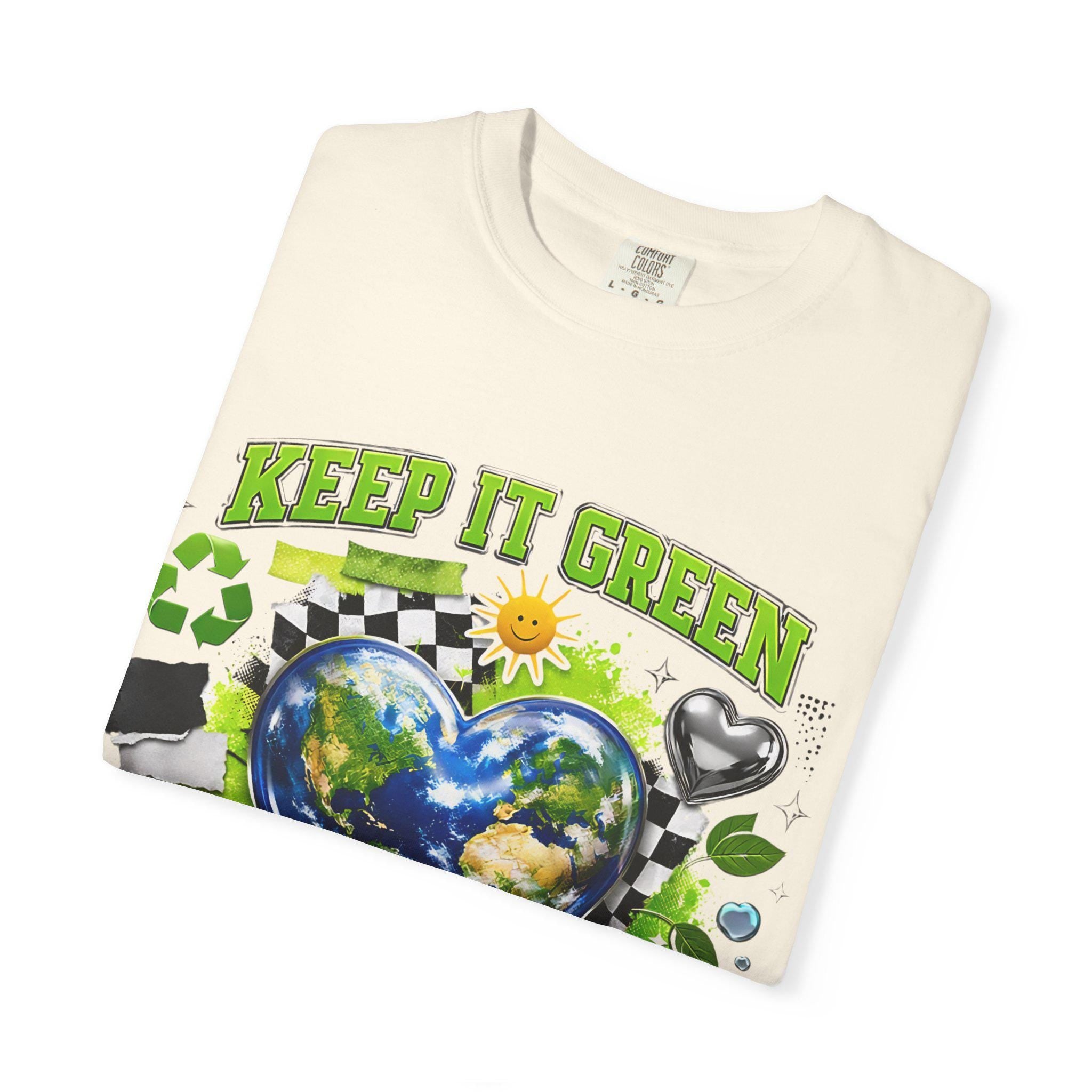 Keep It Green Earth Heart T-Shirt: Eco-Friendly Planet Lover Graphic Tee