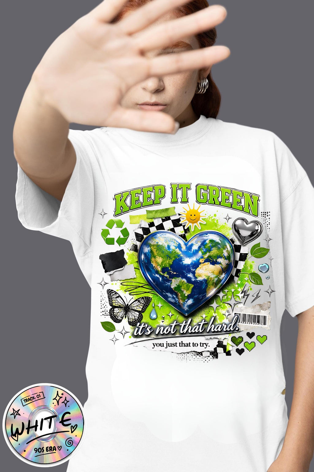 Keep It Green Earth Heart T-Shirt: Eco-Friendly Planet Lover Graphic Tee