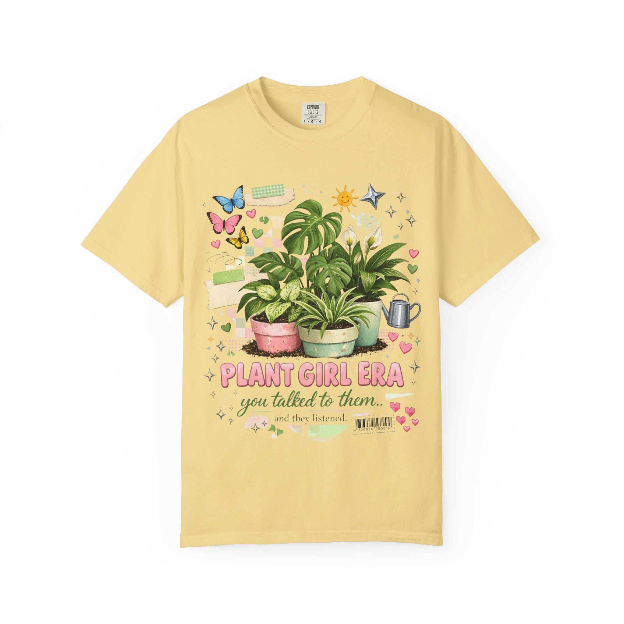 Plant Girl Era T-Shirt | Potted Plants, Monstera, Watering Can, Butterfly Design