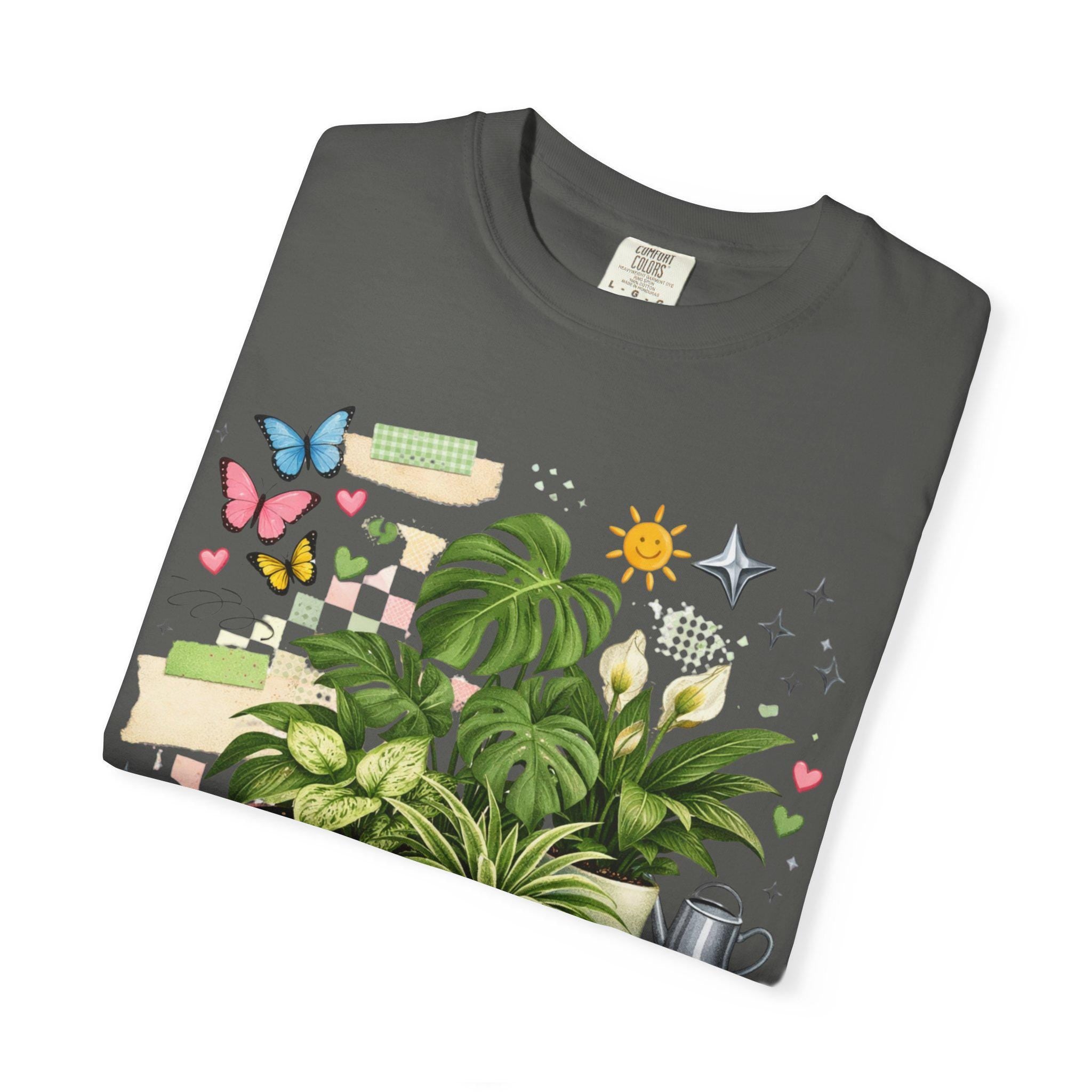 Plant Girl Era T-Shirt | Potted Plants, Monstera, Watering Can, Butterfly Design