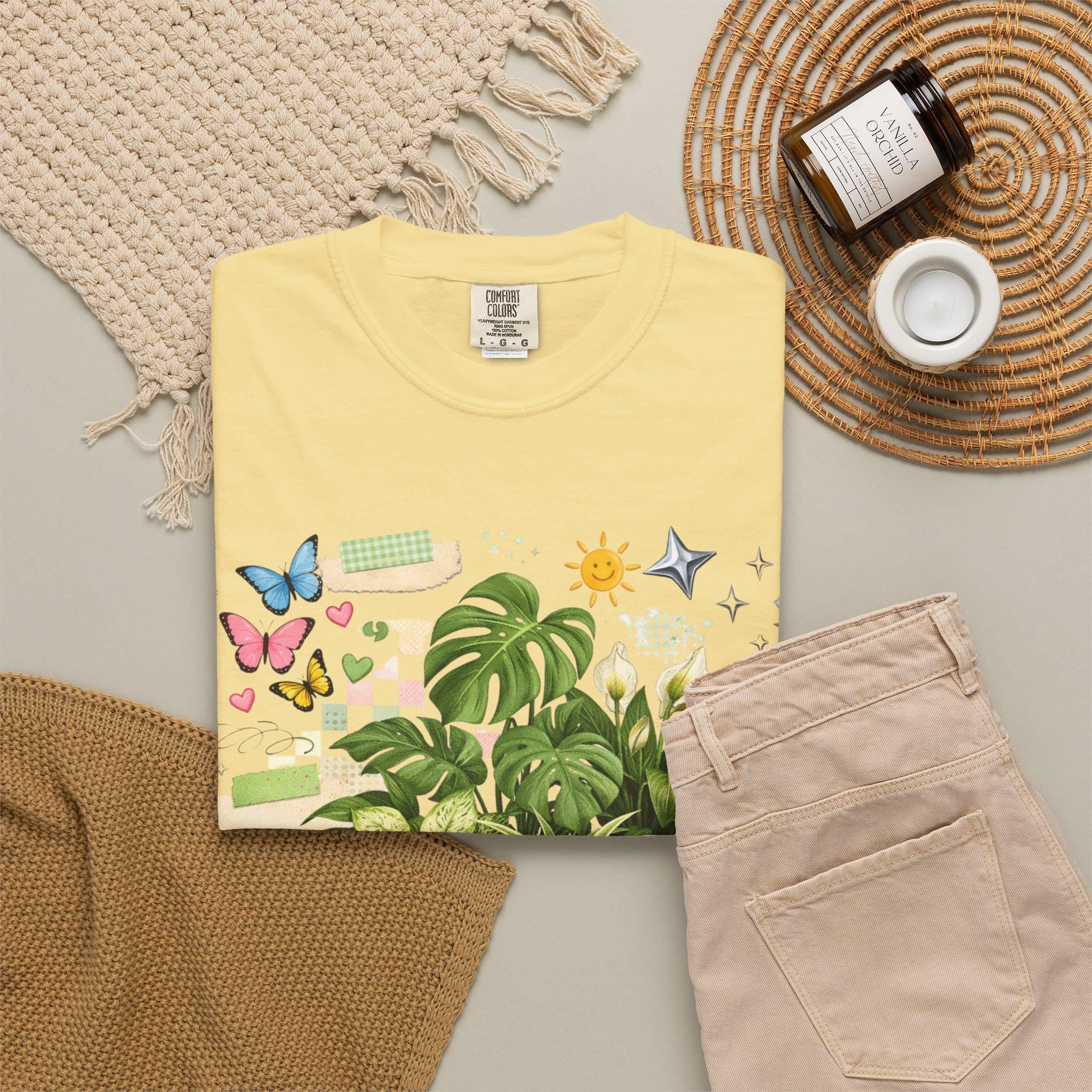 Plant Girl Era T-Shirt | Potted Plants, Monstera, Watering Can, Butterfly Design