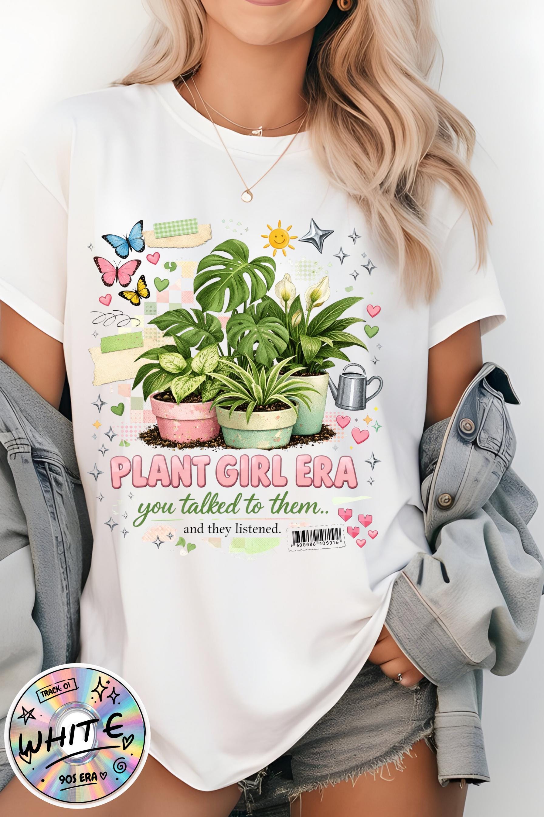 Plant Girl Era T-Shirt | Potted Plants, Monstera, Watering Can, Butterfly Design