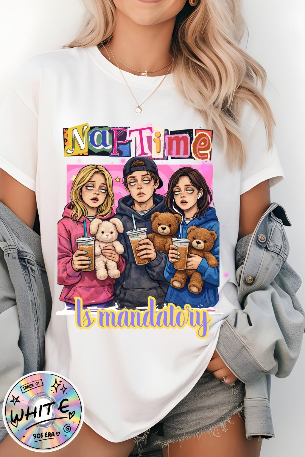 Naptime Is Mandatory T-shirt | Cozy Teddy Trio Illustration