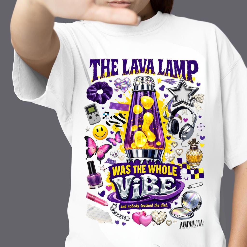 Lava Lamp Collage T-Shirt | Retro 90s Vibe Graphic Tee, Psychedelic Nostalgia Festival Groovy Streetwear