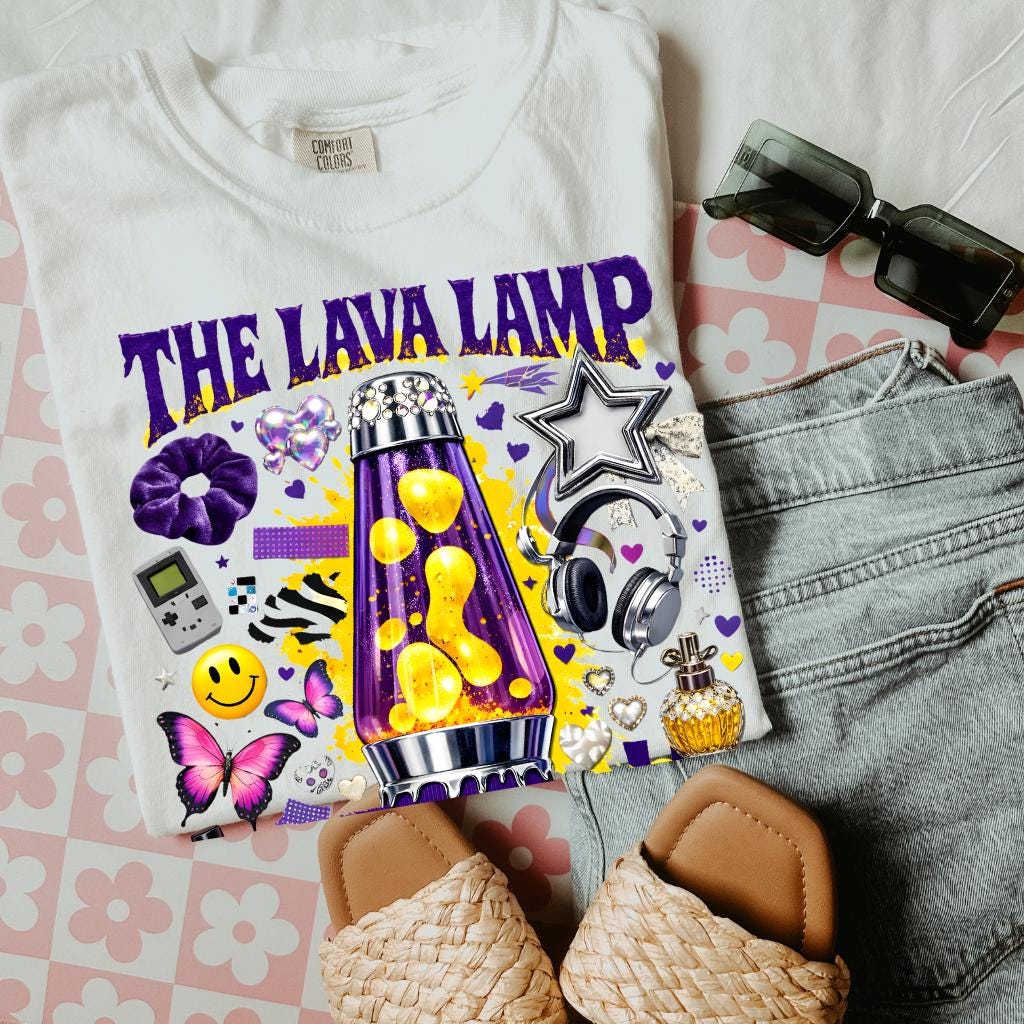 Lava Lamp Collage T-Shirt | Retro 90s Vibe Graphic Tee, Psychedelic Nostalgia Festival Groovy Streetwear