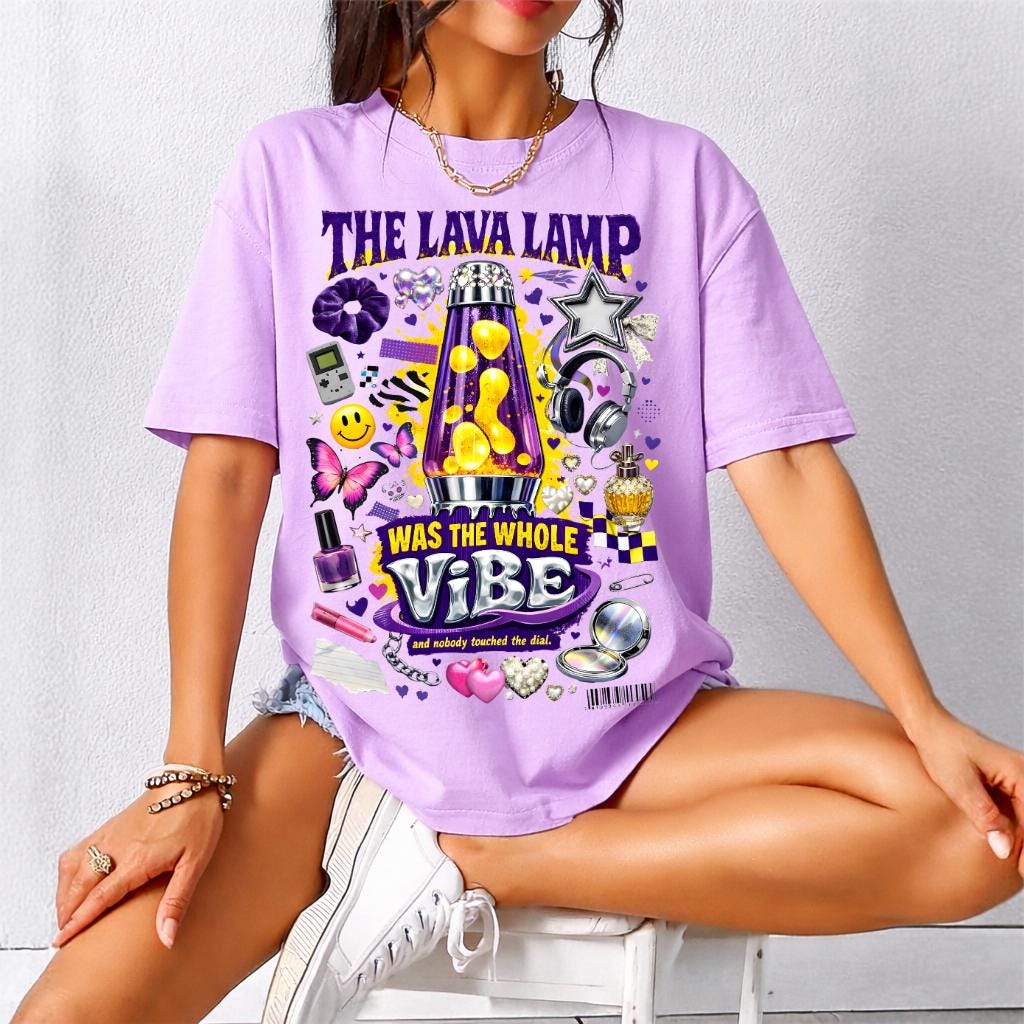 Lava Lamp Collage T-Shirt | Retro 90s Vibe Graphic Tee, Psychedelic Nostalgia Festival Groovy Streetwear
