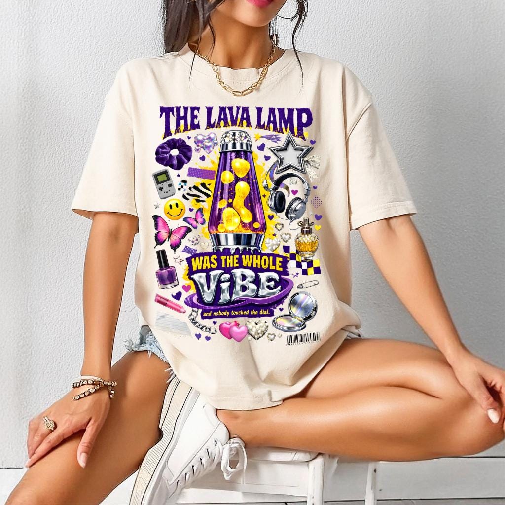 Lava Lamp Collage T-Shirt | Retro 90s Vibe Graphic Tee, Psychedelic Nostalgia Festival Groovy Streetwear