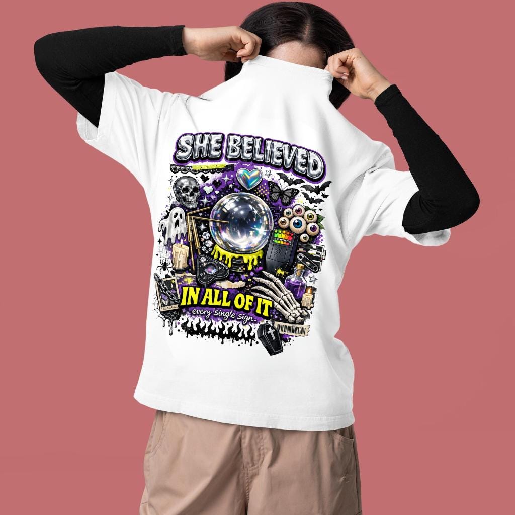She Believed In All Of It T-shirt | Crystal Ball, Tarot, Occult Artwork