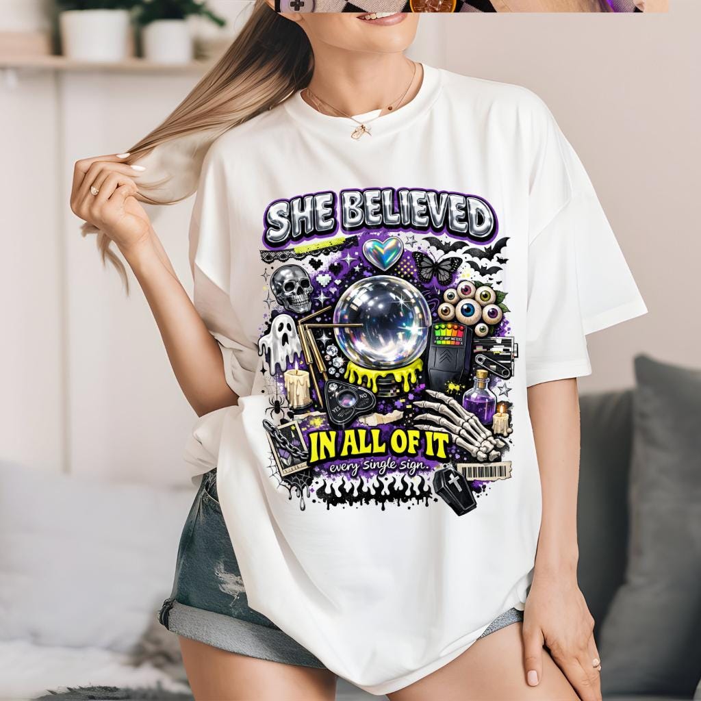 She Believed In All Of It T-shirt | Crystal Ball, Tarot, Occult Artwork
