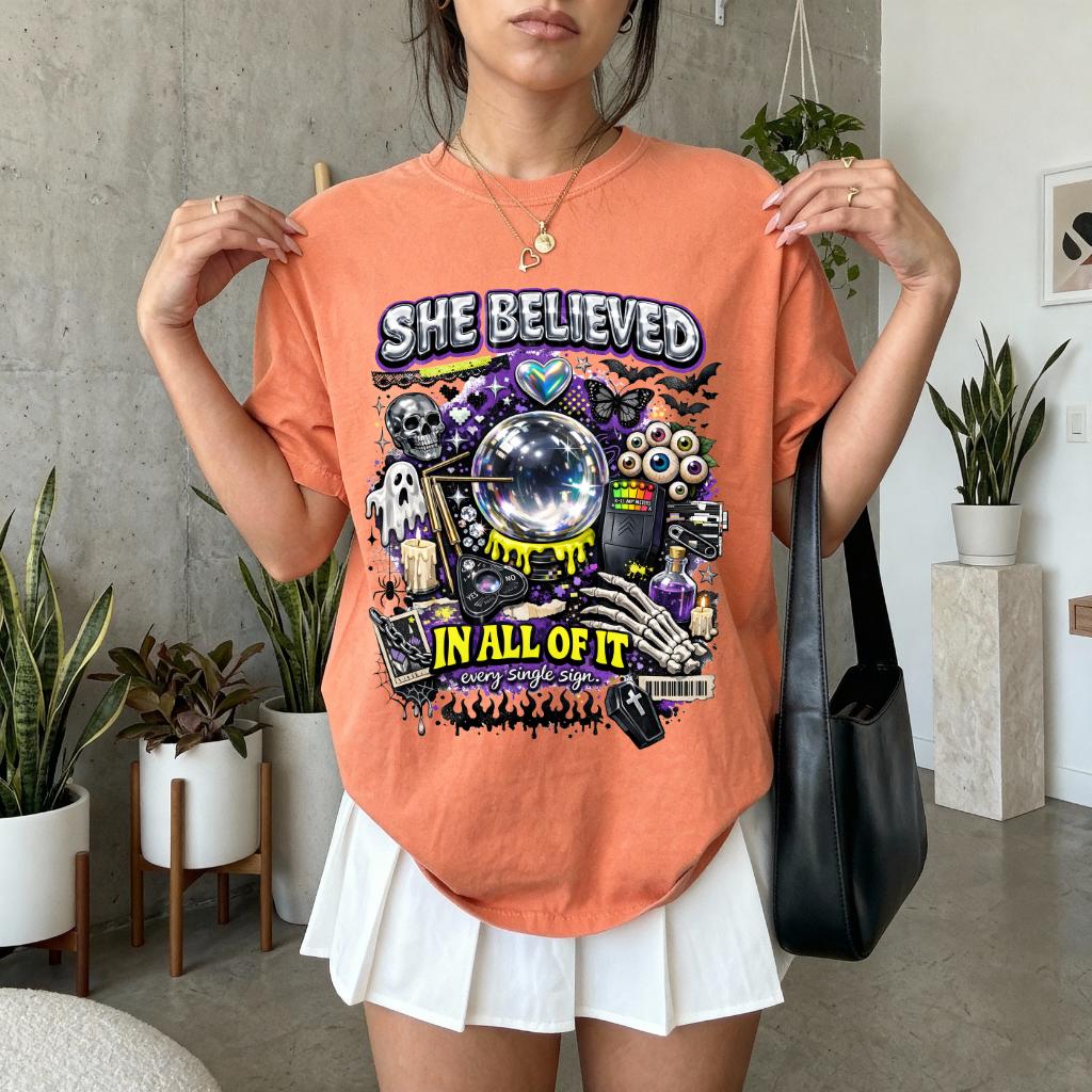 She Believed In All Of It T-shirt | Crystal Ball, Tarot, Occult Artwork