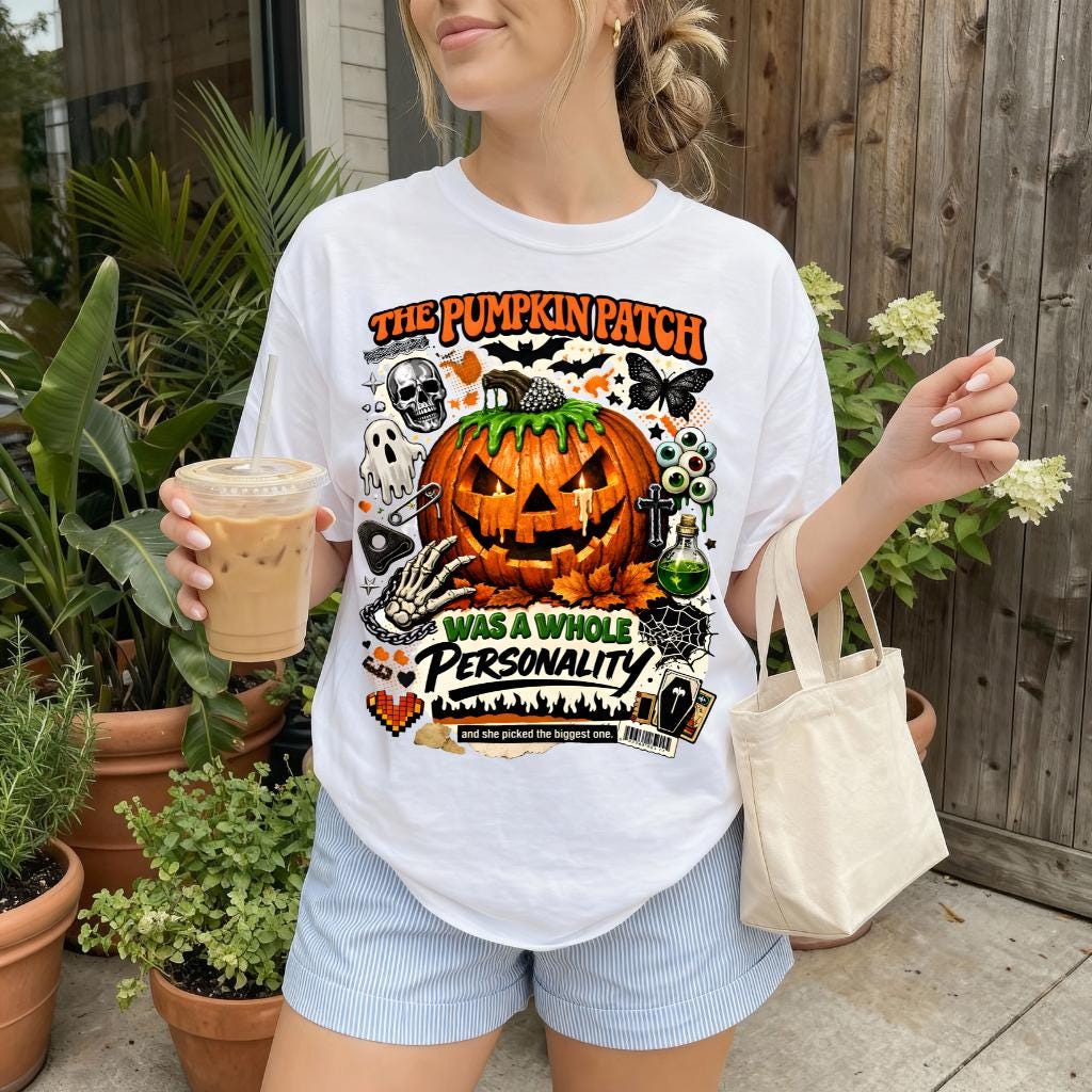 Pumpkin Patch Jack-o'-Lantern T-shirt | Halloween Pumpkin Skull Bats