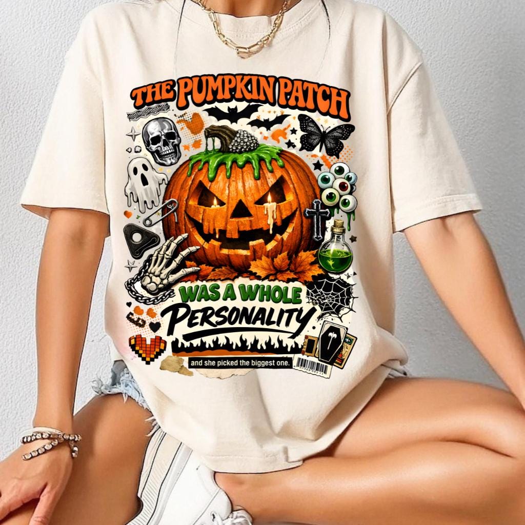 Pumpkin Patch Jack-o'-Lantern T-shirt | Halloween Pumpkin Skull Bats