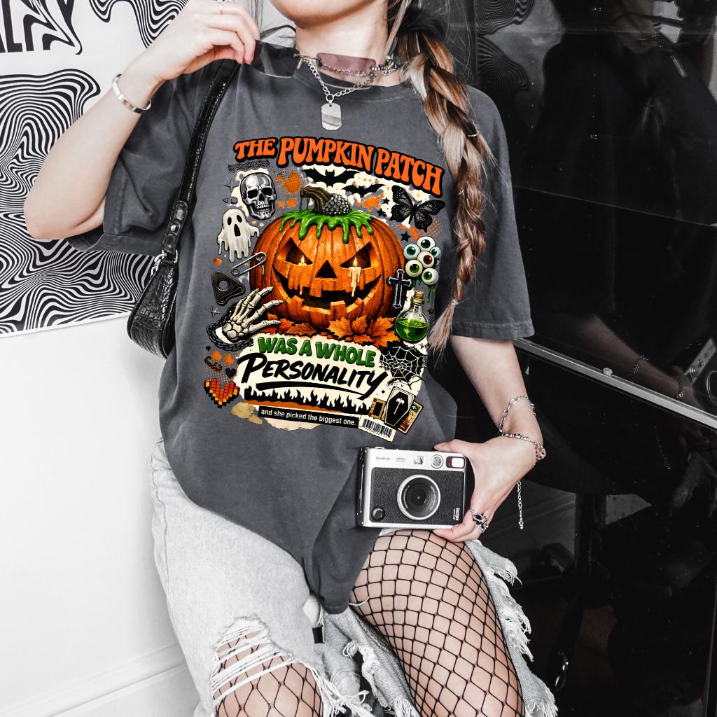 Pumpkin Patch Jack-o'-Lantern T-shirt | Halloween Pumpkin Skull Bats