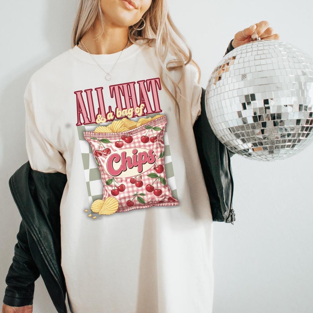 Retro Cherry Chips Graphic Tee: 90s Y2K Comfort Colors Nostalgic Shirt