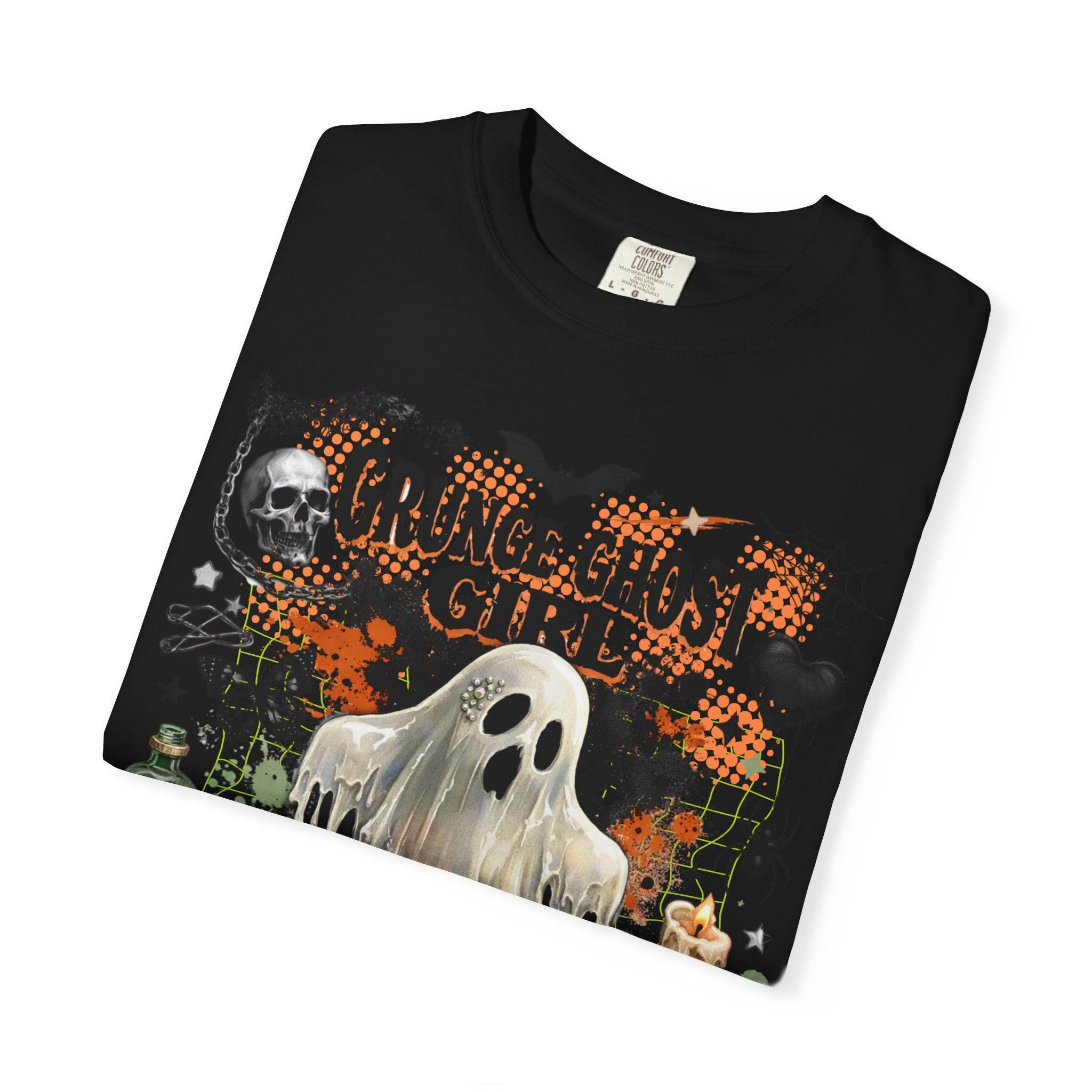 Grunge Ghost Girl Autumn Graphic T-Shirt Halloween Spooky Vintage Style Tee