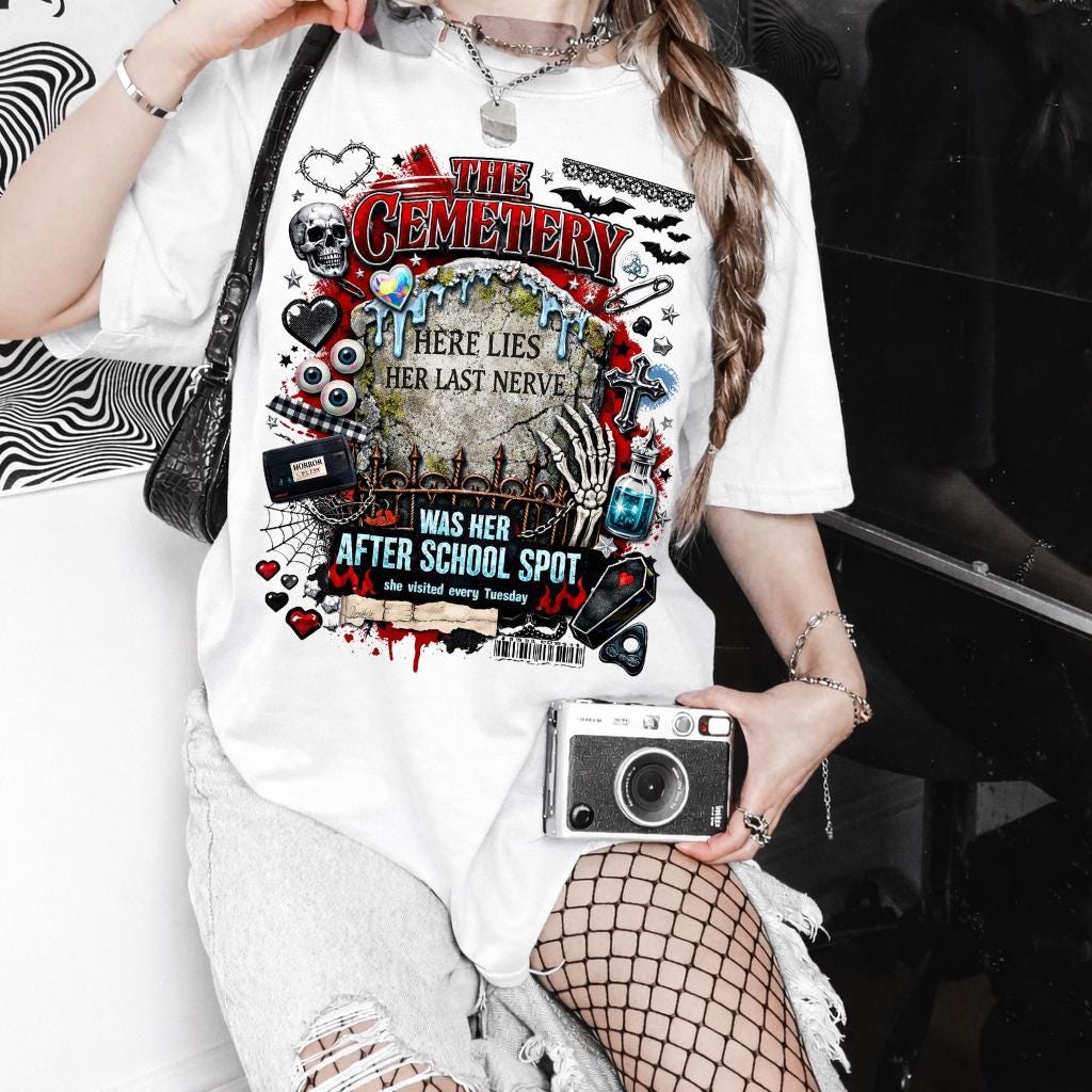 Gothic Cemetery Skull Graphic Tee | Horror Halloween Unisex Shirt