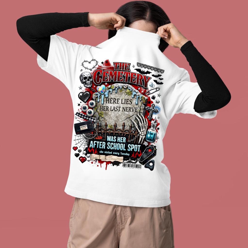 Gothic Cemetery Skull Graphic Tee | Horror Halloween Unisex Shirt