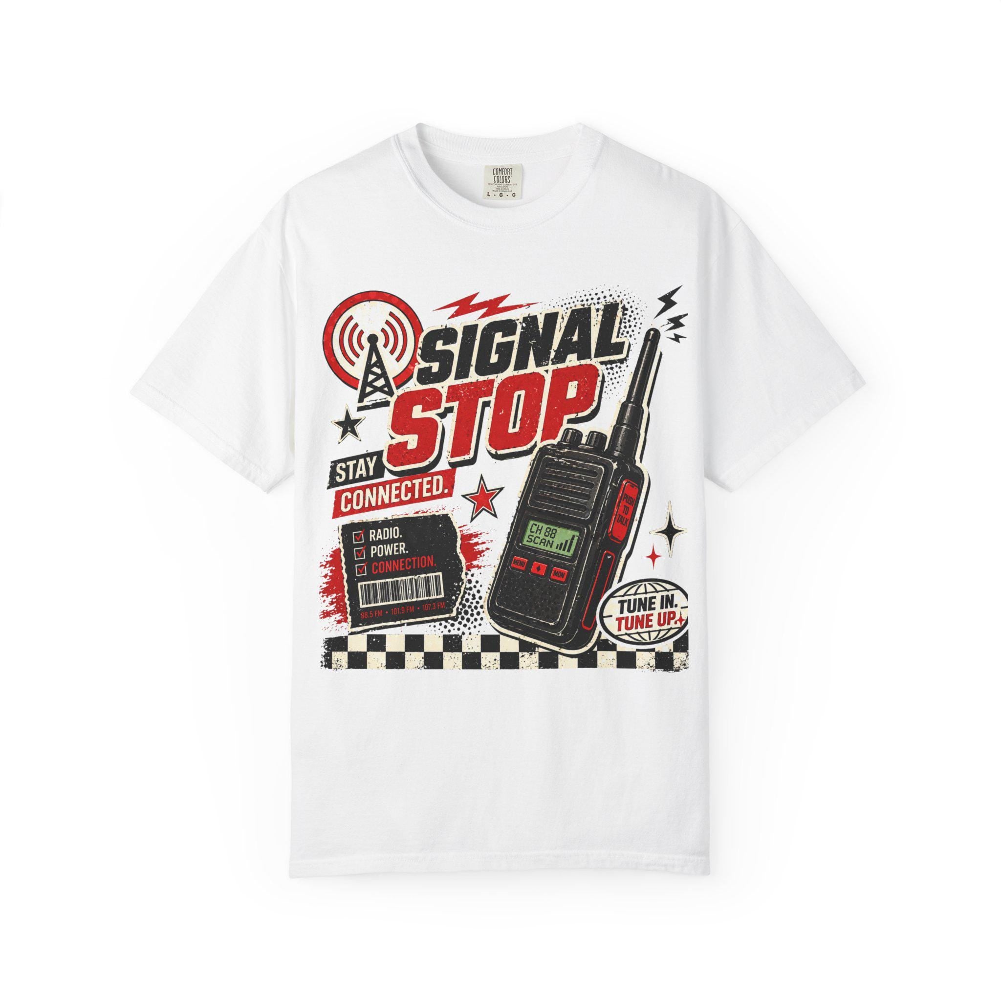 Signal Stop Retro Tech Shirt, Vintage Radio Y2K Graphic Tee