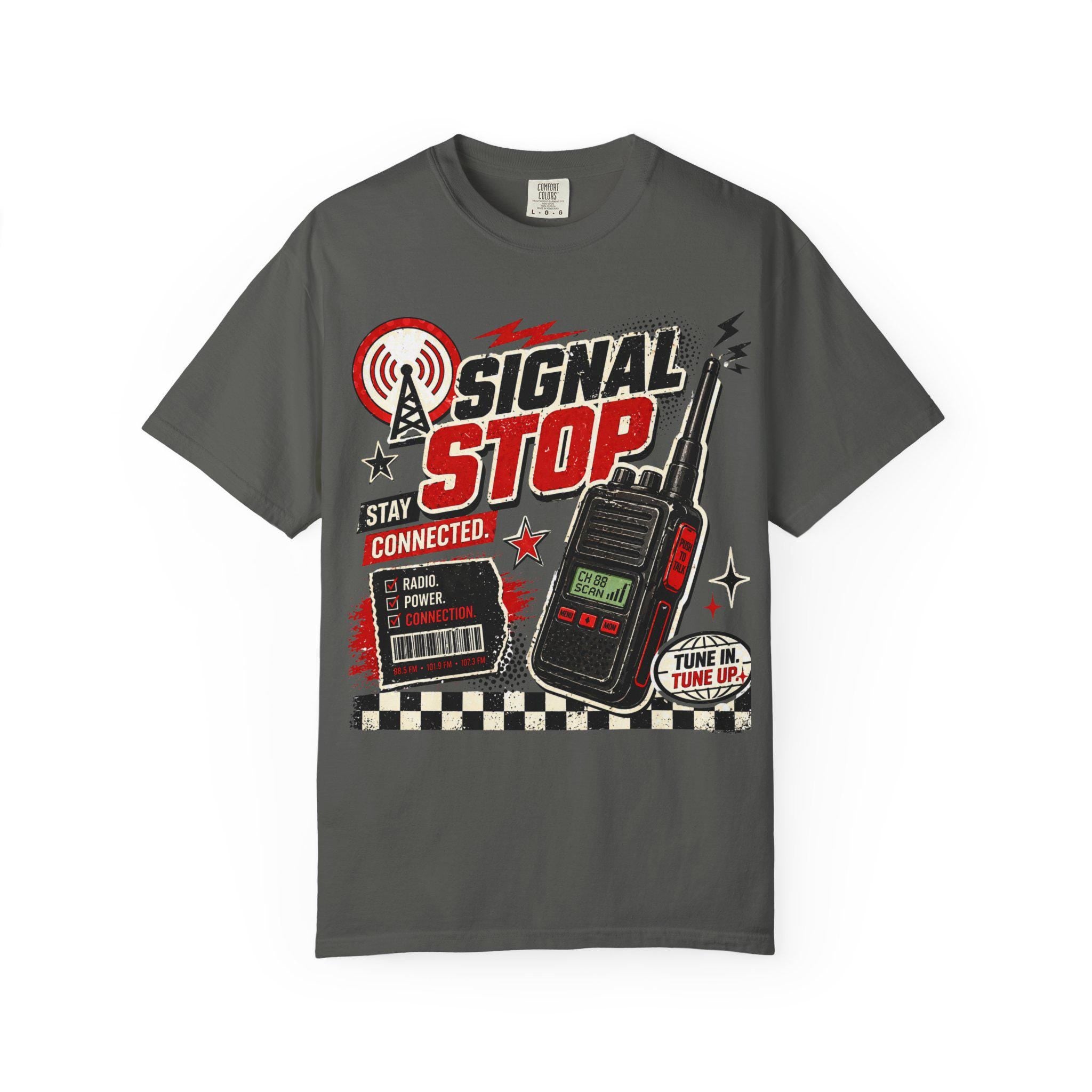 Signal Stop Retro Tech Shirt, Vintage Radio Y2K Graphic Tee