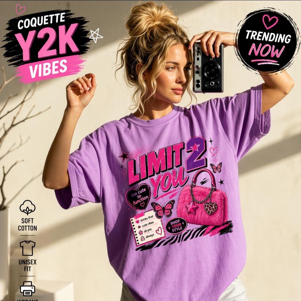 Y2K Graphic Tee, Pink Coquette Top, 2000s Fashion, Unisex Fit