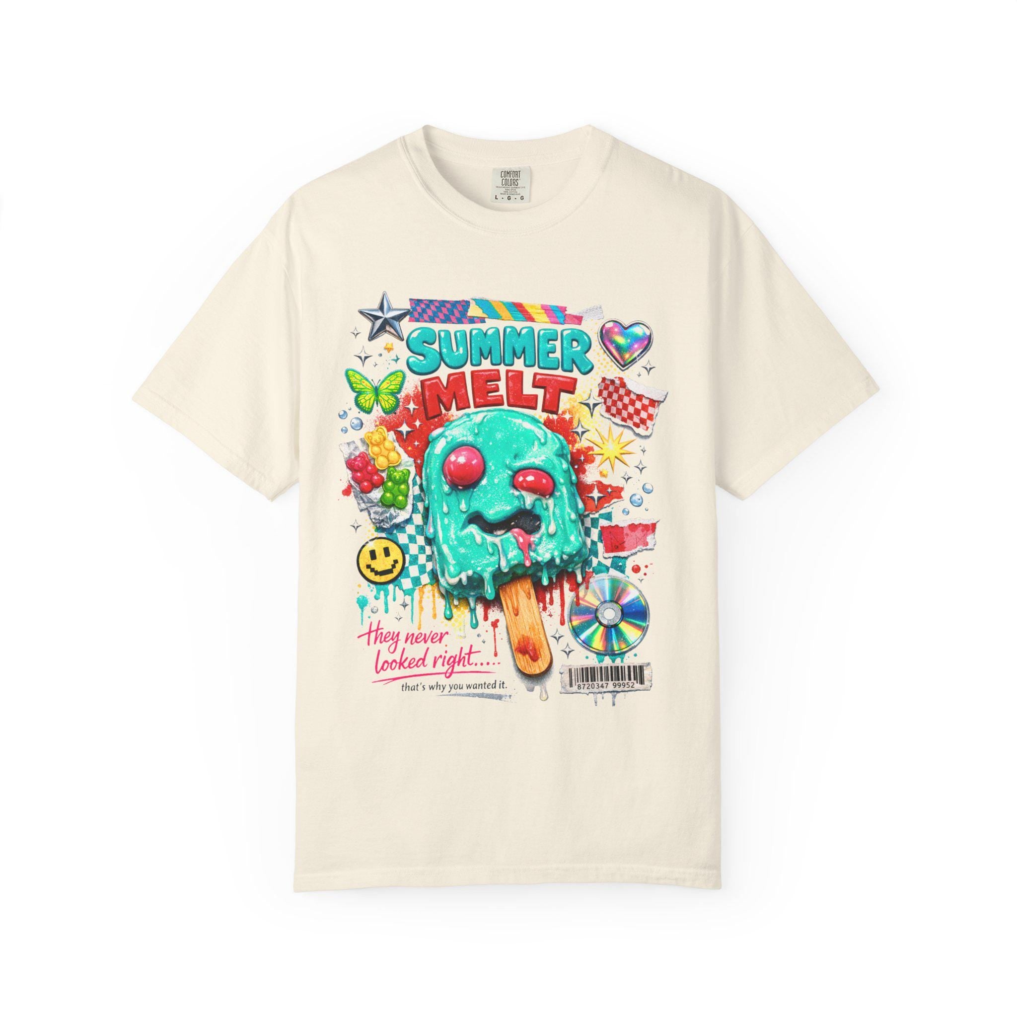 Summer Melt Popsicle Illustration T-Shirt | Colorful Retro Candy Graphic