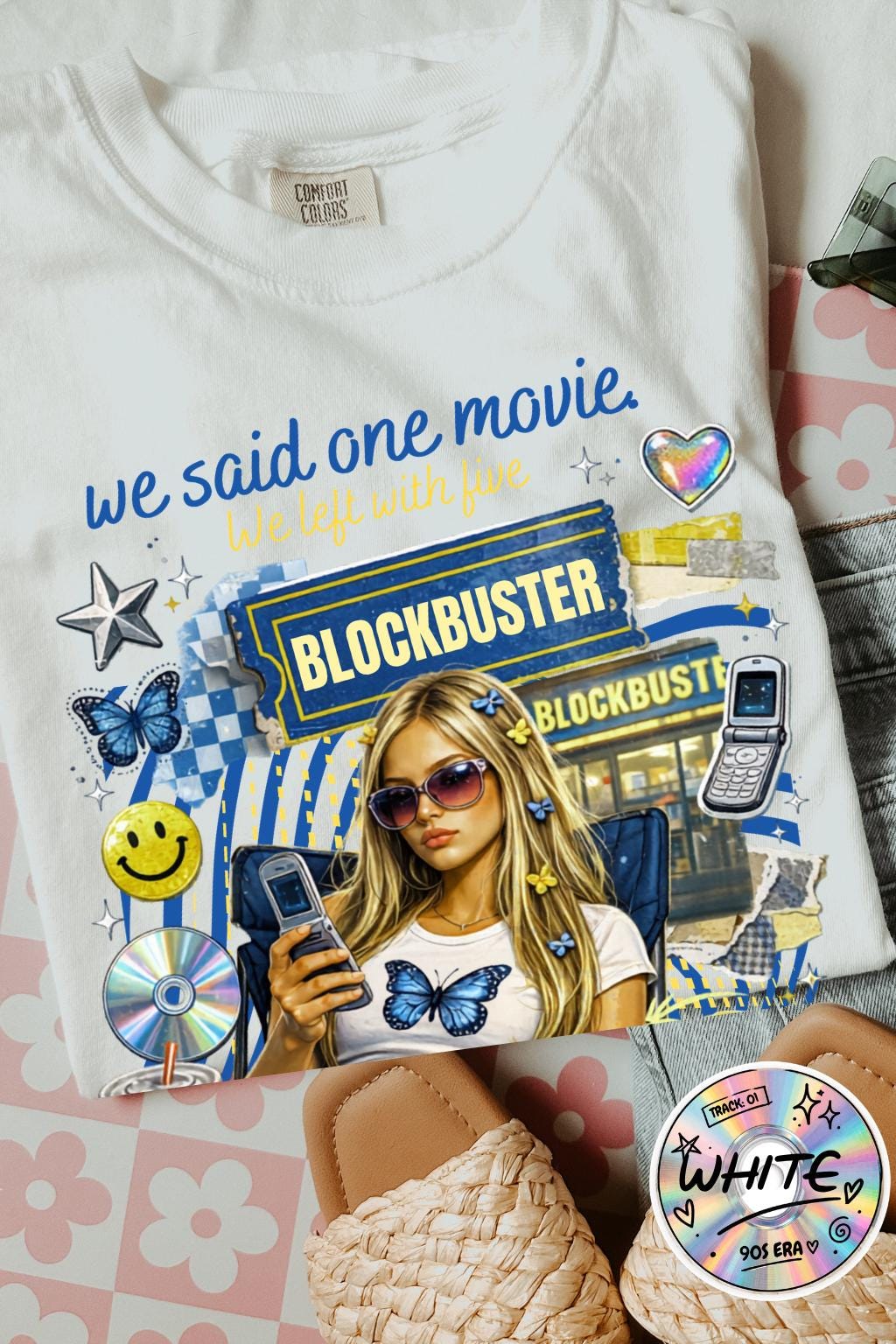 I Live Here Now Retro Movie Collage T-Shirt | Vintage Blockbuster Night Girl Graphic Tee