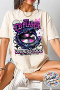 DJ Player Graphic T-Shirt | Retro Speaker, Headphones, Neon Pink Purple