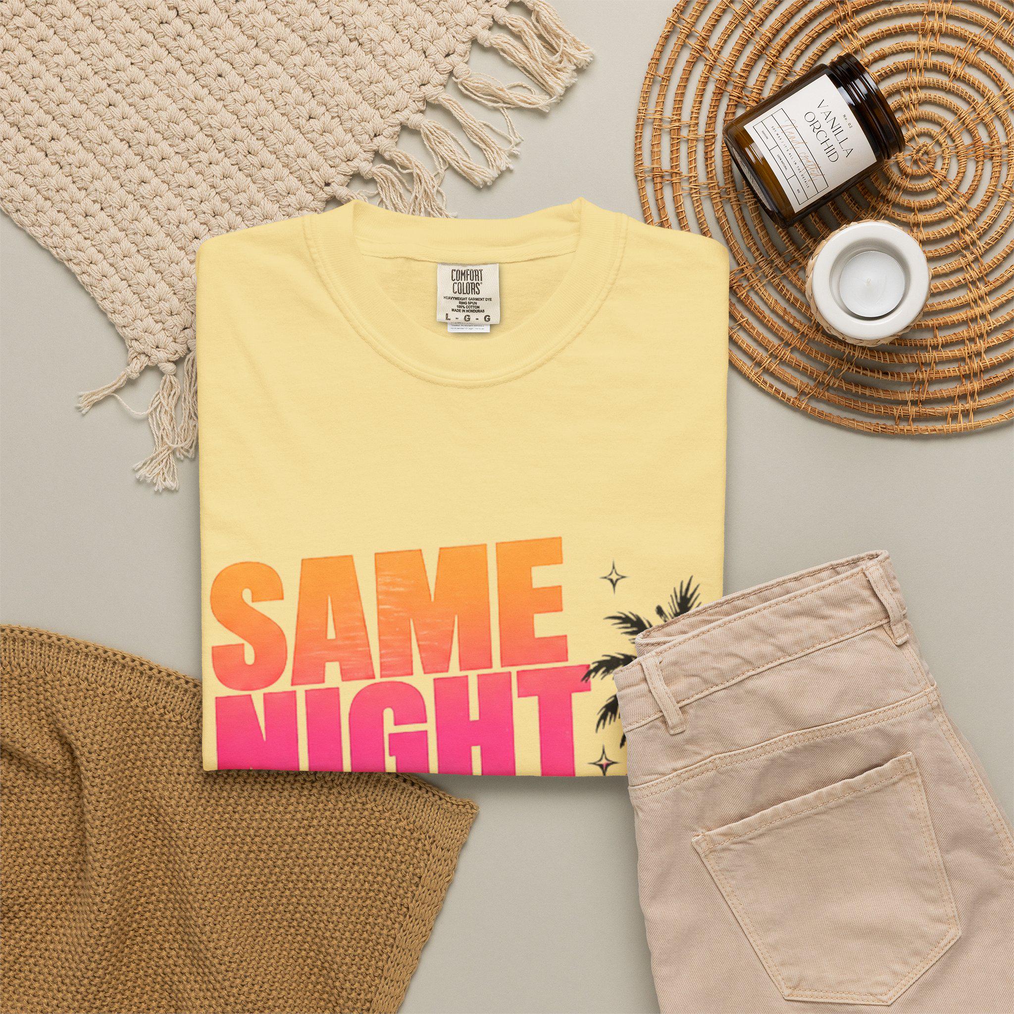 Same Night Different Sunset T-shirt | Tropical Palm Sunset Typography