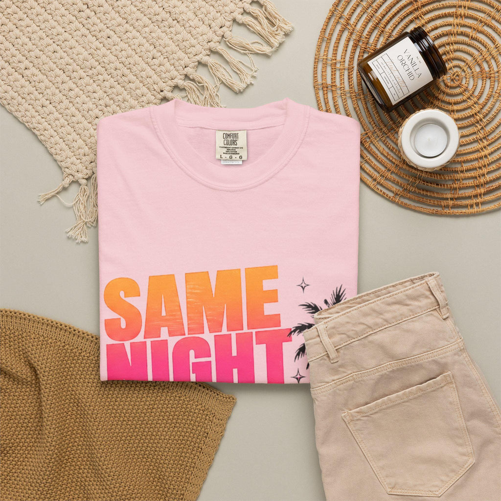 Same Night Different Sunset T-shirt | Tropical Palm Sunset Typography