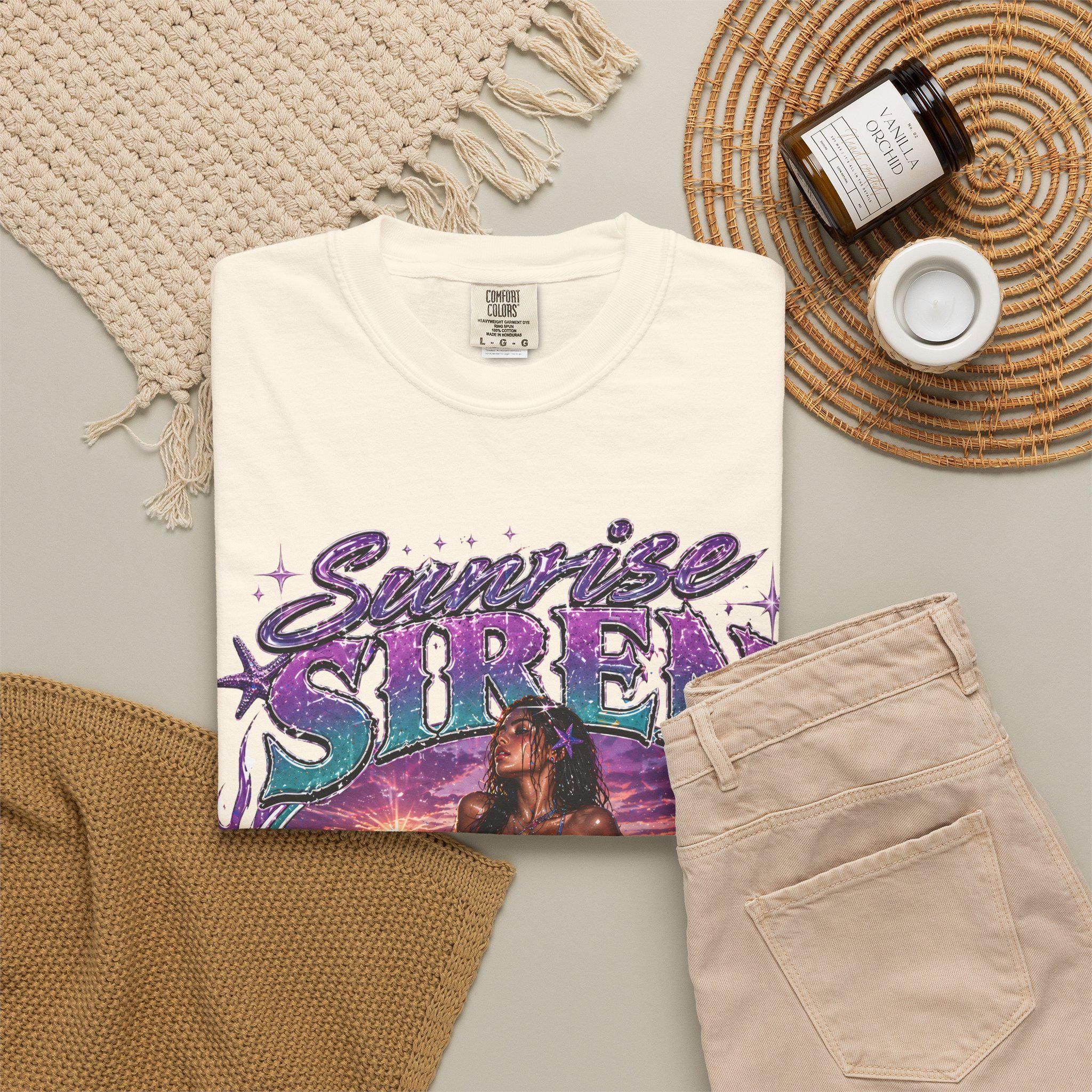 Sunrise Siren Y2K Mermaid Graphic Tee, Beach Summer Vacation Top