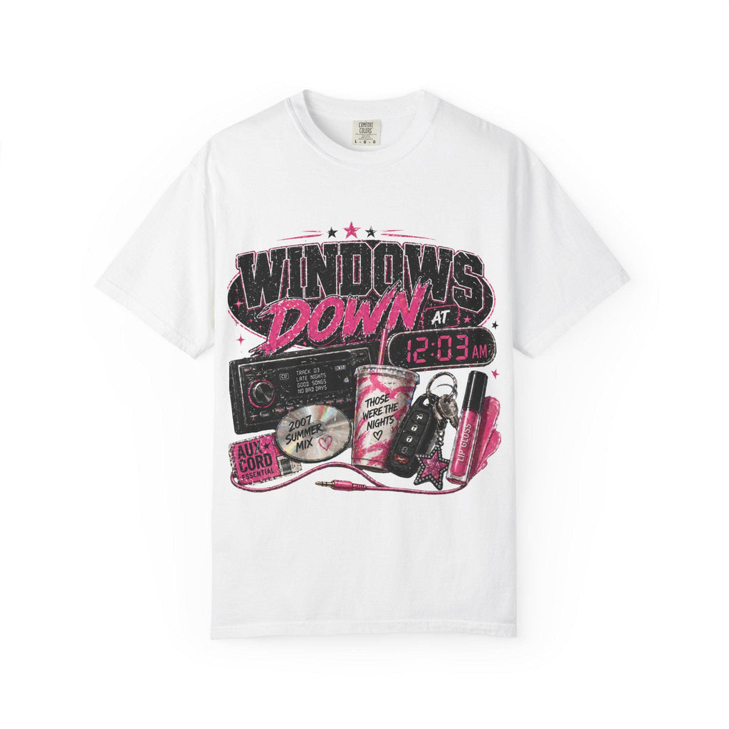 Windows Down cassette radio graphic T-shirt | retro 90s car vibe