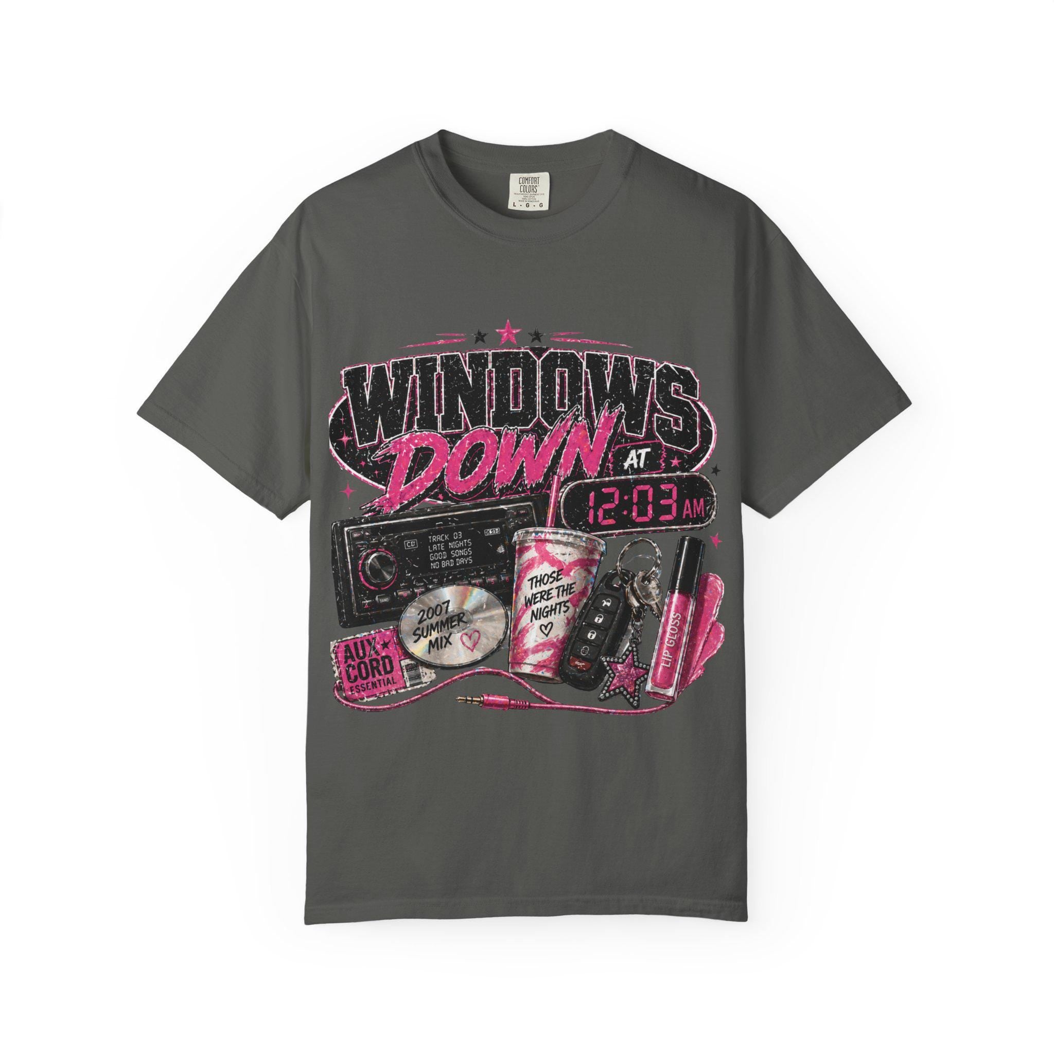 Windows Down cassette radio graphic T-shirt | retro 90s car vibe