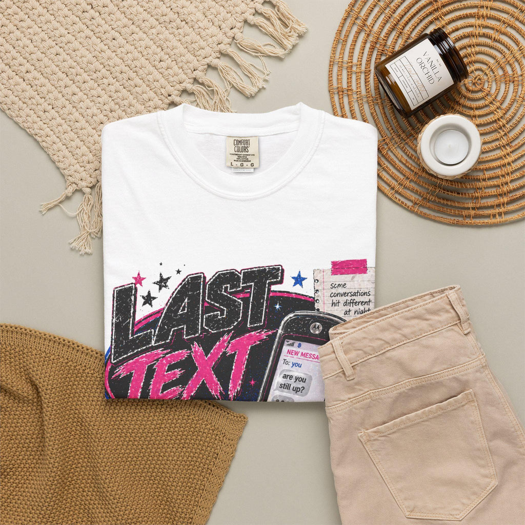 Last Text Before Midnight T-shirt | Retro Cellphone Graphic, 2000s Nostalgia