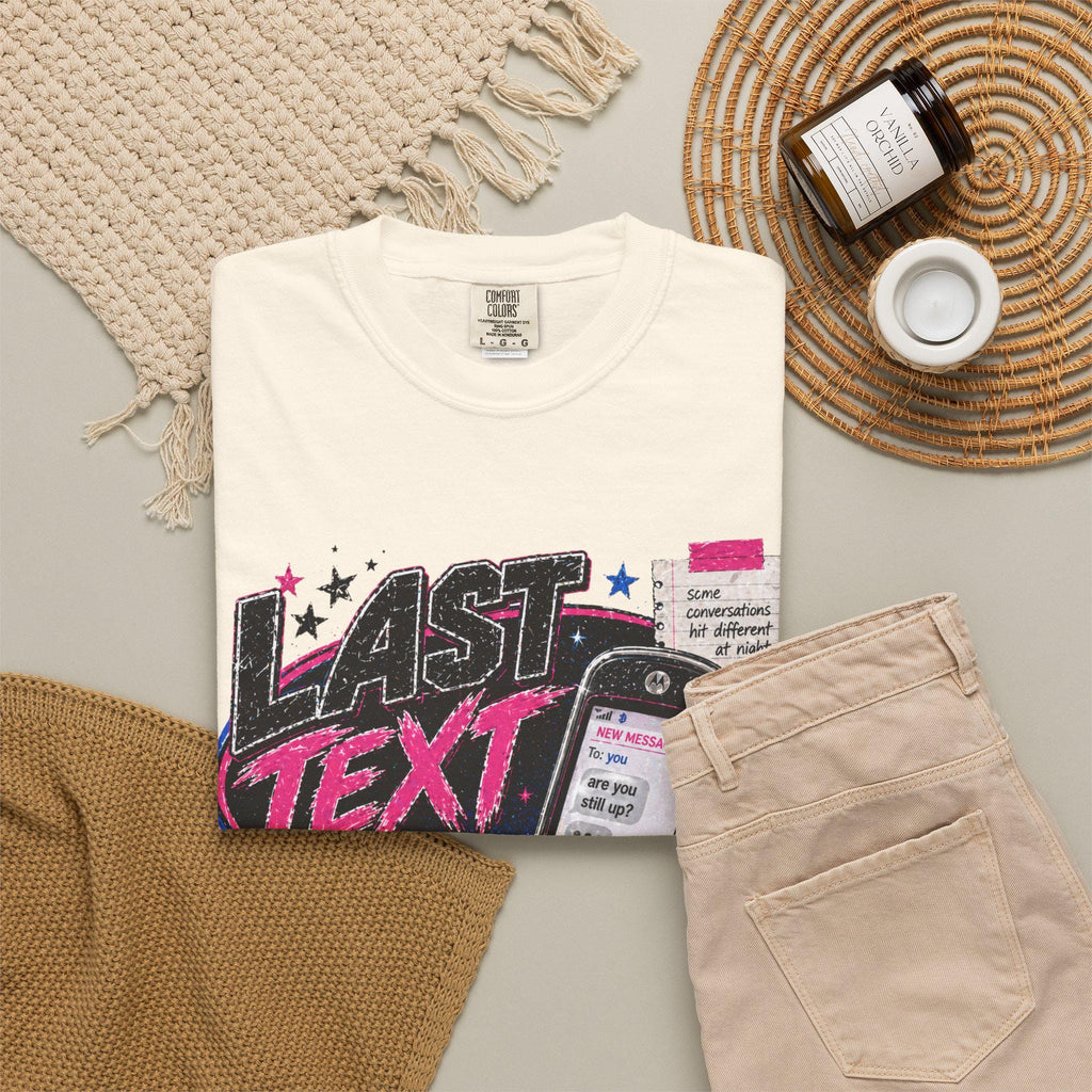 Last Text Before Midnight T-shirt | Retro Cellphone Graphic, 2000s Nostalgia