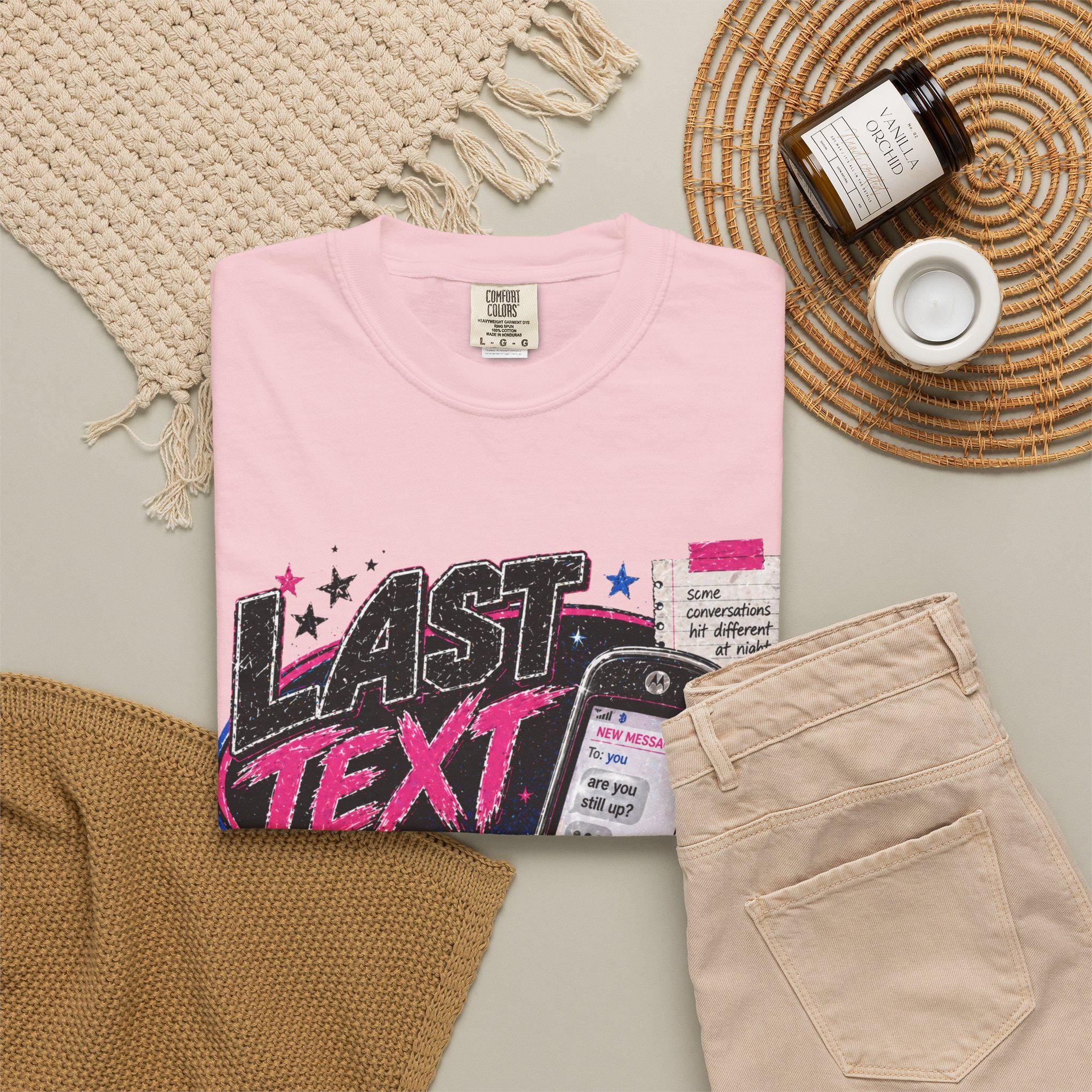 Last Text Before Midnight T-shirt | Retro Cellphone Graphic, 2000s Nostalgia