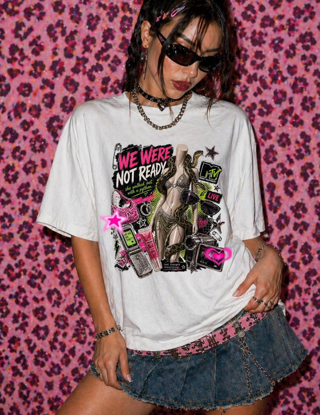 We Were Not Ready Y2K Pop Icon Graphic Tee, 2000s Nostalgia Collage Shirt