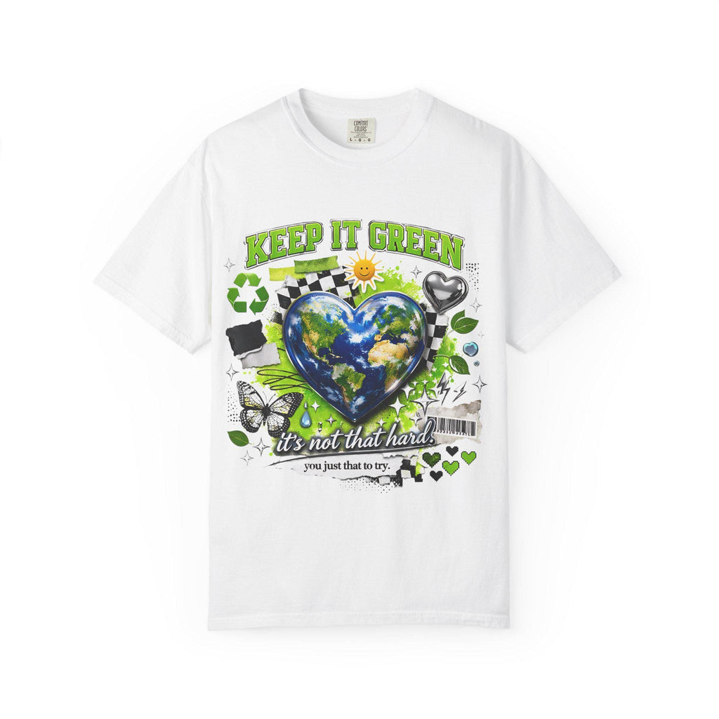 Keep It Green Earth Heart T-Shirt: Eco-Friendly Planet Lover Graphic Tee