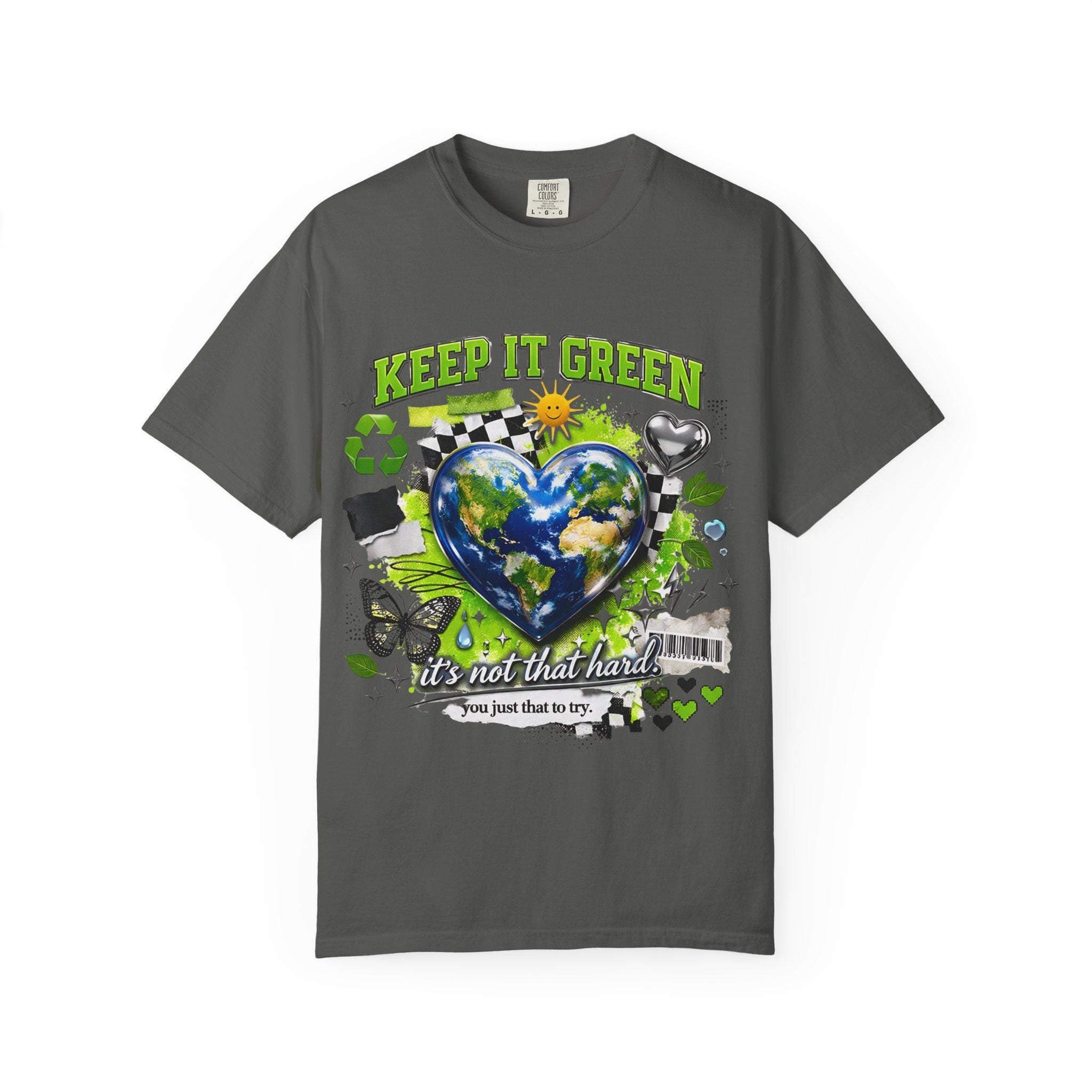 Keep It Green Earth Heart T-Shirt: Eco-Friendly Planet Lover Graphic Tee