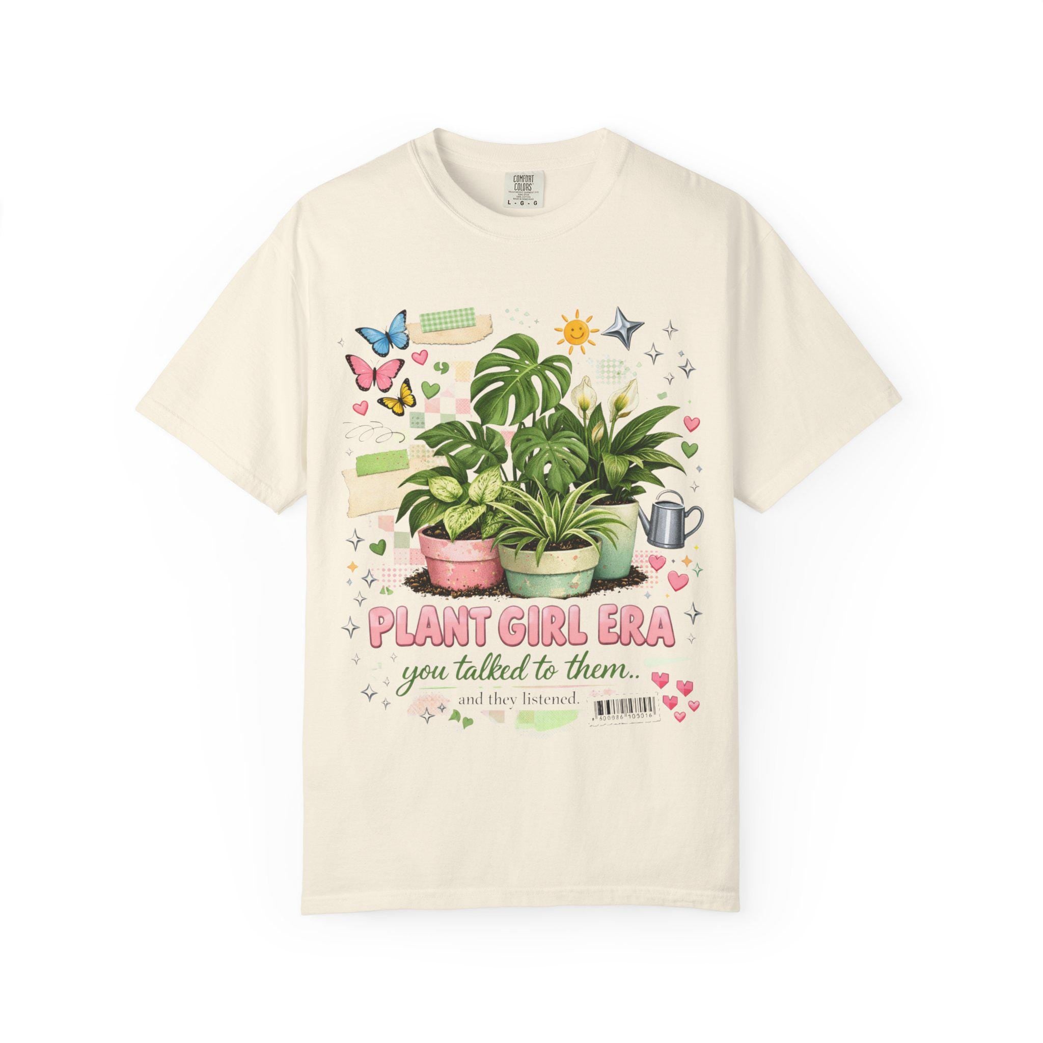 Plant Girl Era T-Shirt | Potted Plants, Monstera, Watering Can, Butterfly Design