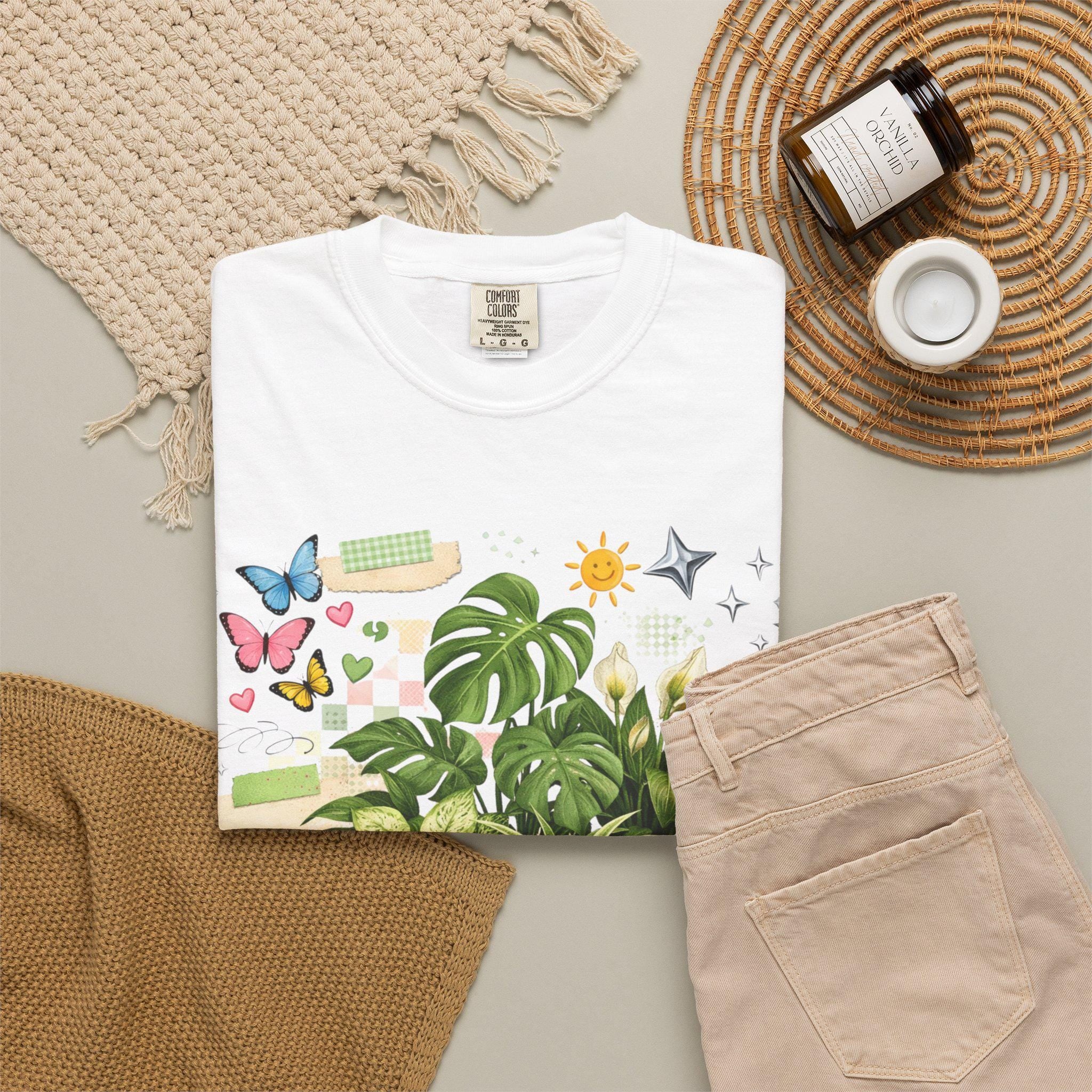 Plant Girl Era T-Shirt | Potted Plants, Monstera, Watering Can, Butterfly Design