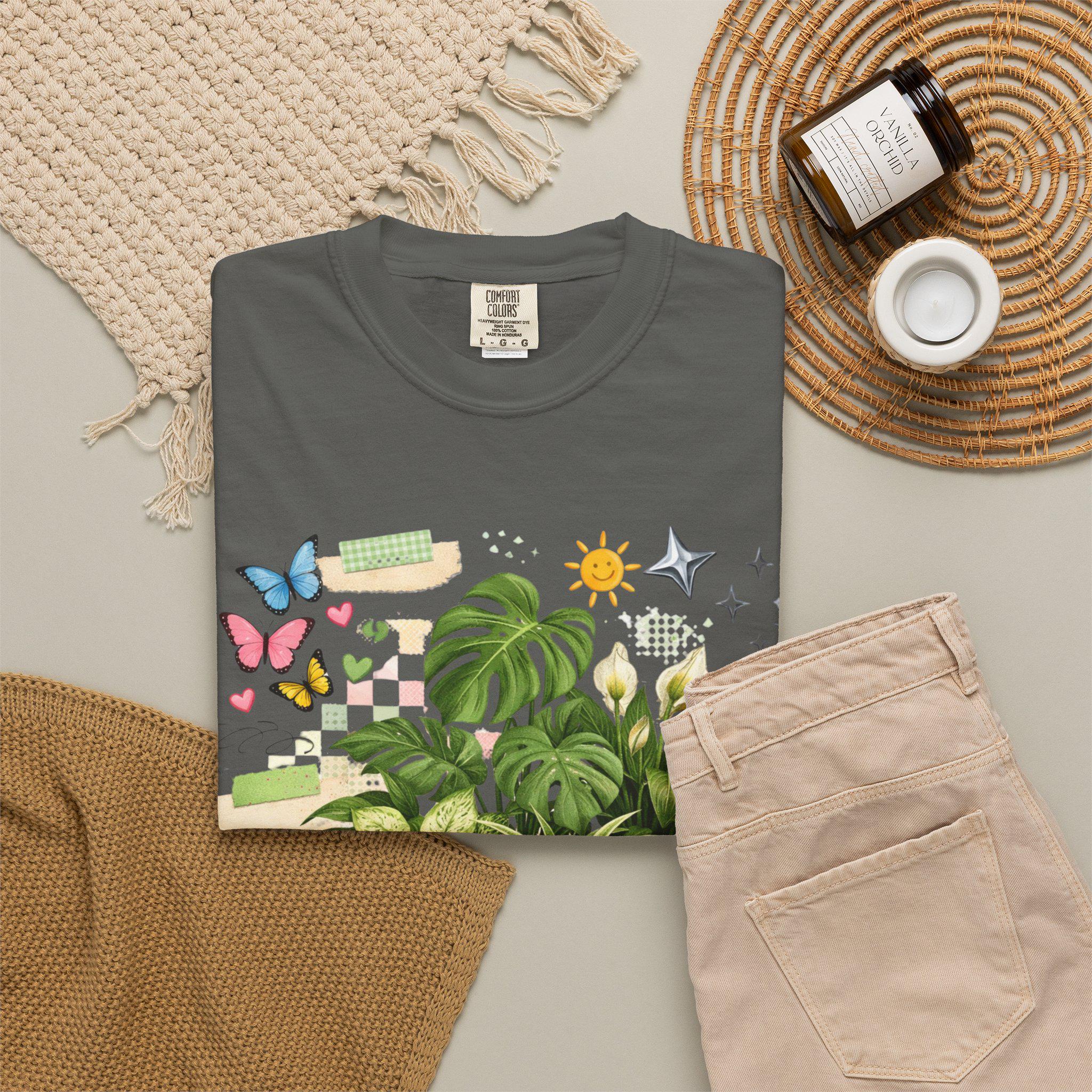Plant Girl Era T-Shirt | Potted Plants, Monstera, Watering Can, Butterfly Design