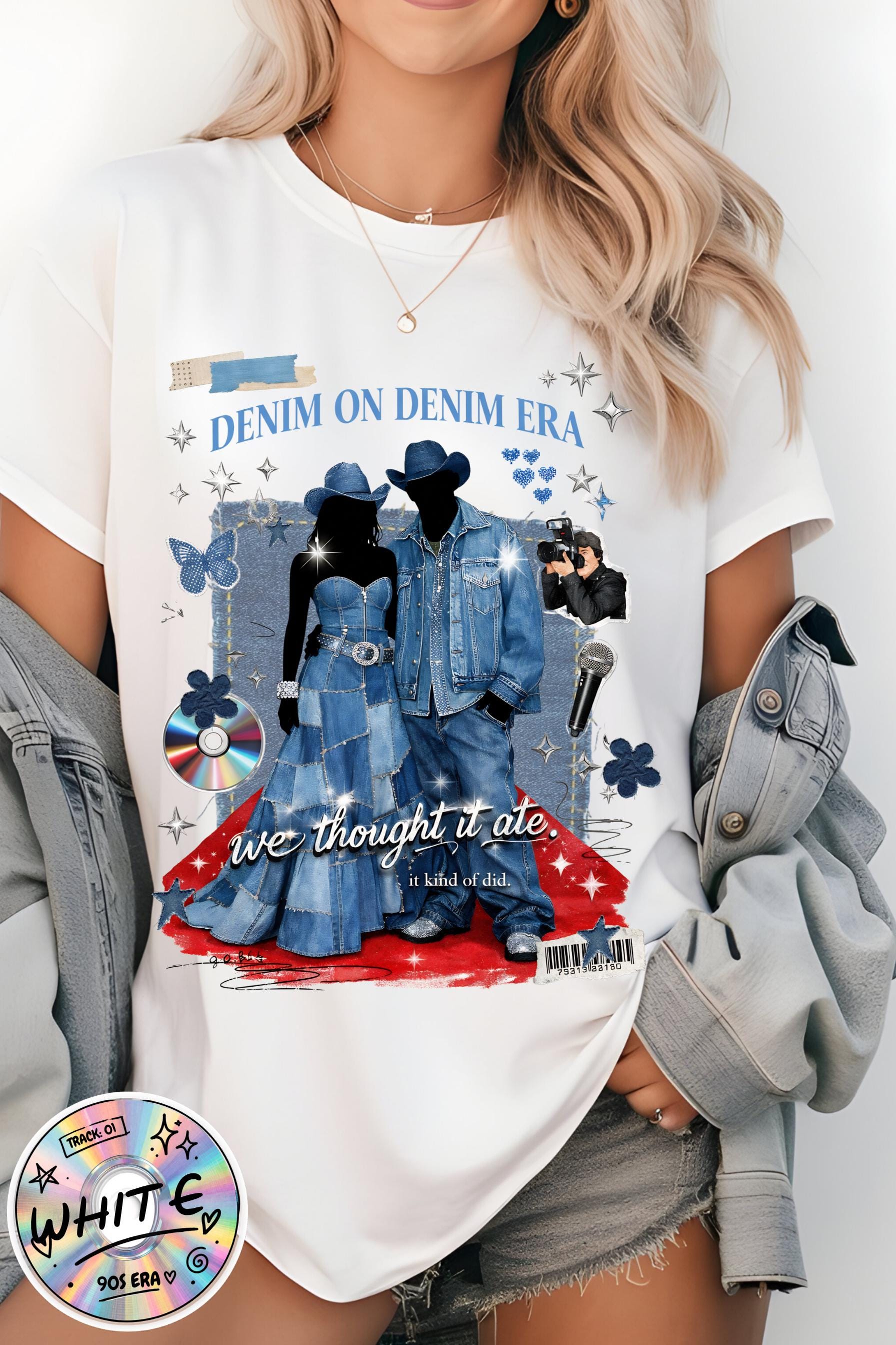 Denim Collage Print T-shirt | Vintage Blue Jeans Graphic Tee