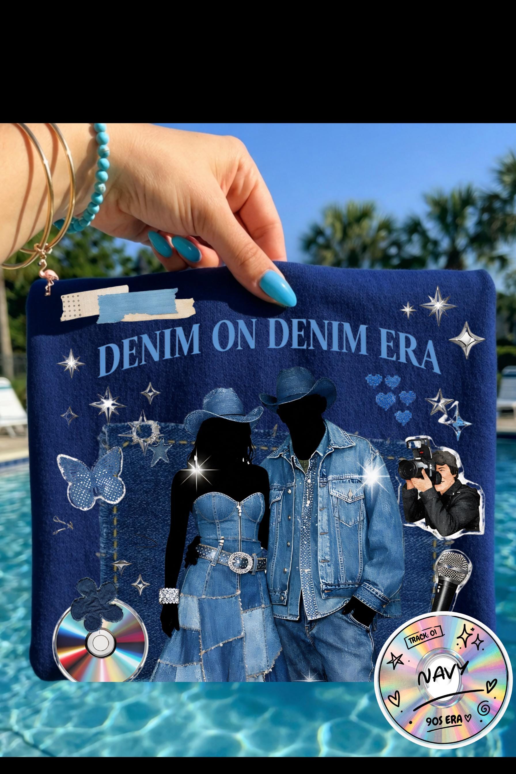 Denim Collage Print T-shirt | Vintage Blue Jeans Graphic Tee