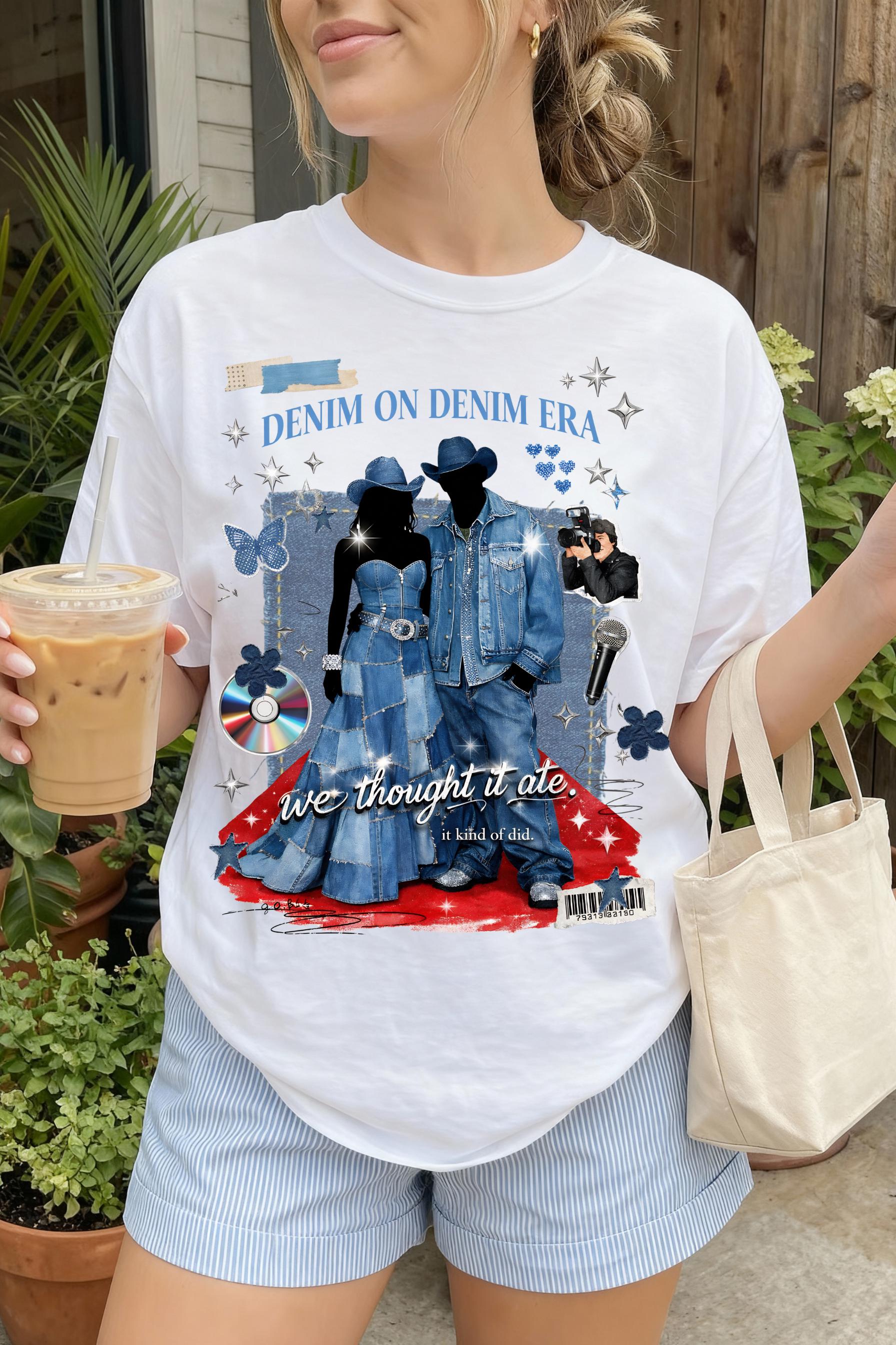 Denim Collage Print T-shirt | Vintage Blue Jeans Graphic Tee