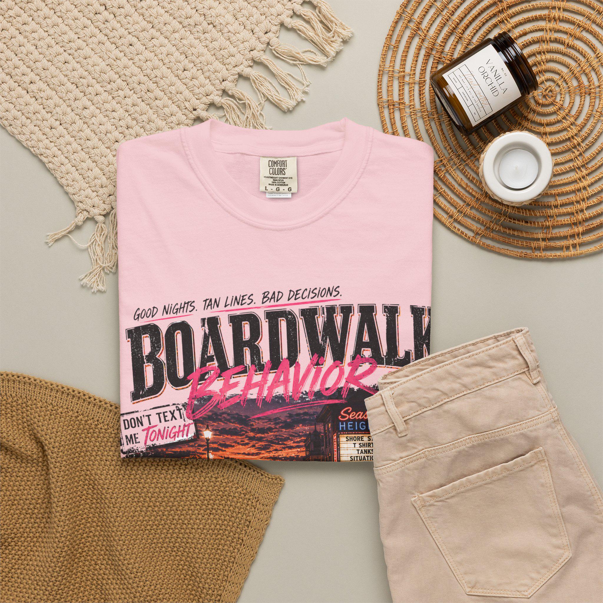 Boardwalk Behavior Beach Scene T-shirt | Jersey Shore Sunset Graphic