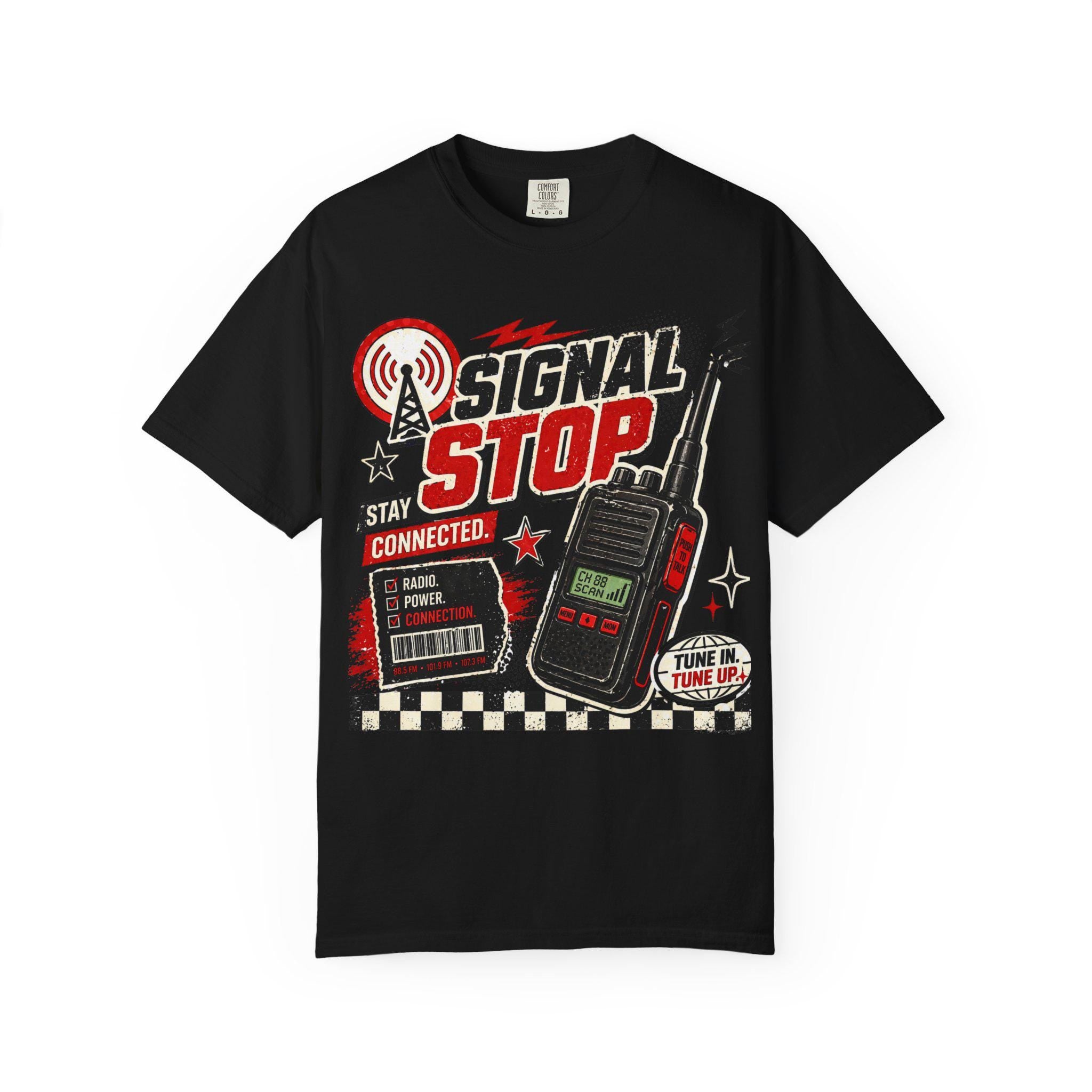 Signal Stop Retro Tech Shirt, Vintage Radio Y2K Graphic Tee